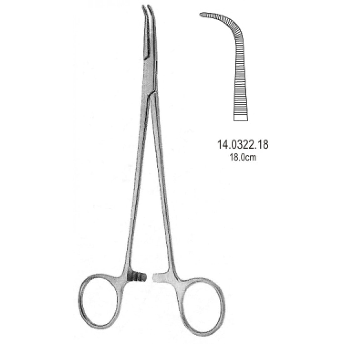 14.0322.18 Gemini Hemostatik Forseps Eğri 18cm