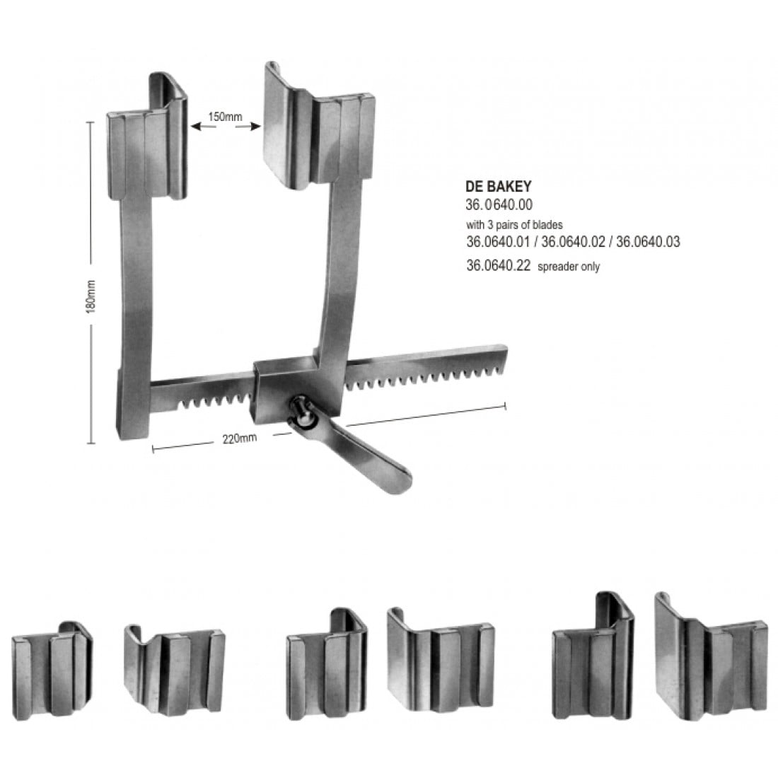 36.0640.00 DeBakey Sternum Ekartörü 150x180x220mm Komple