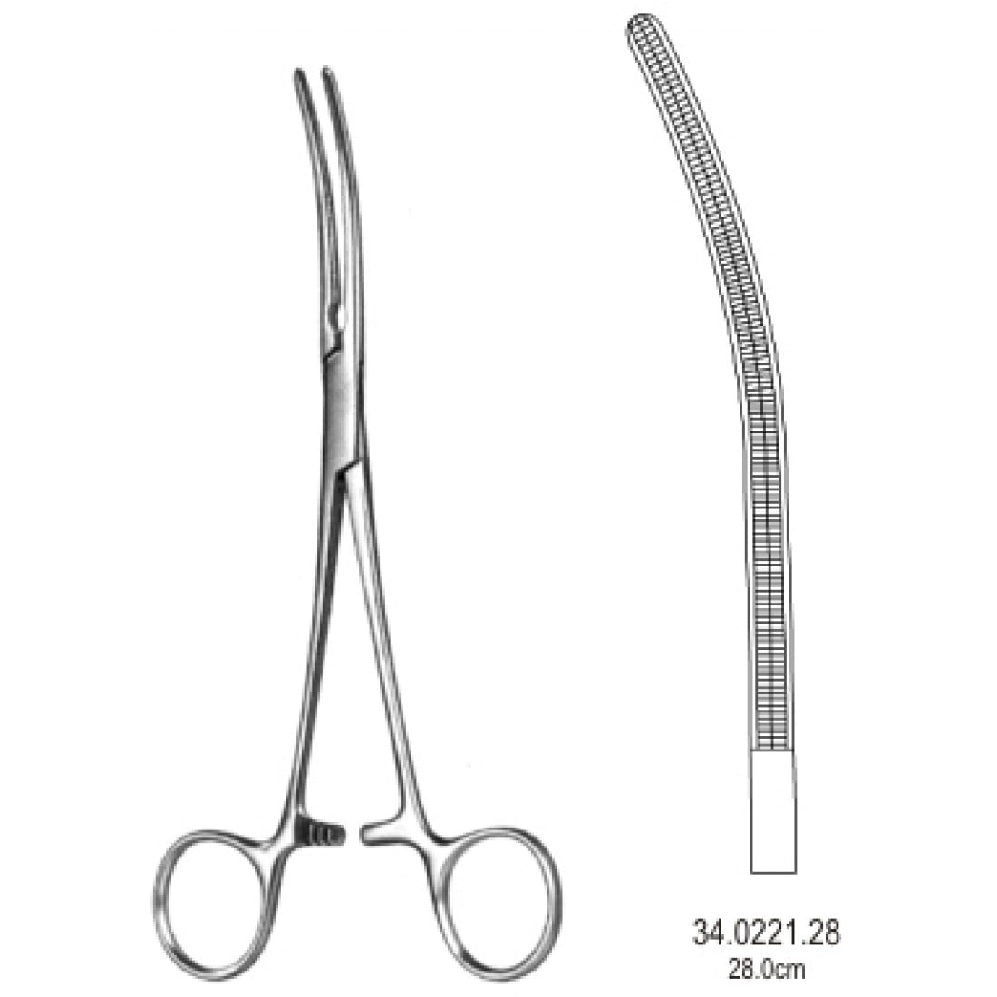 34.0221.28 DeBakey Pean Arter Forseps Eğri 28cm