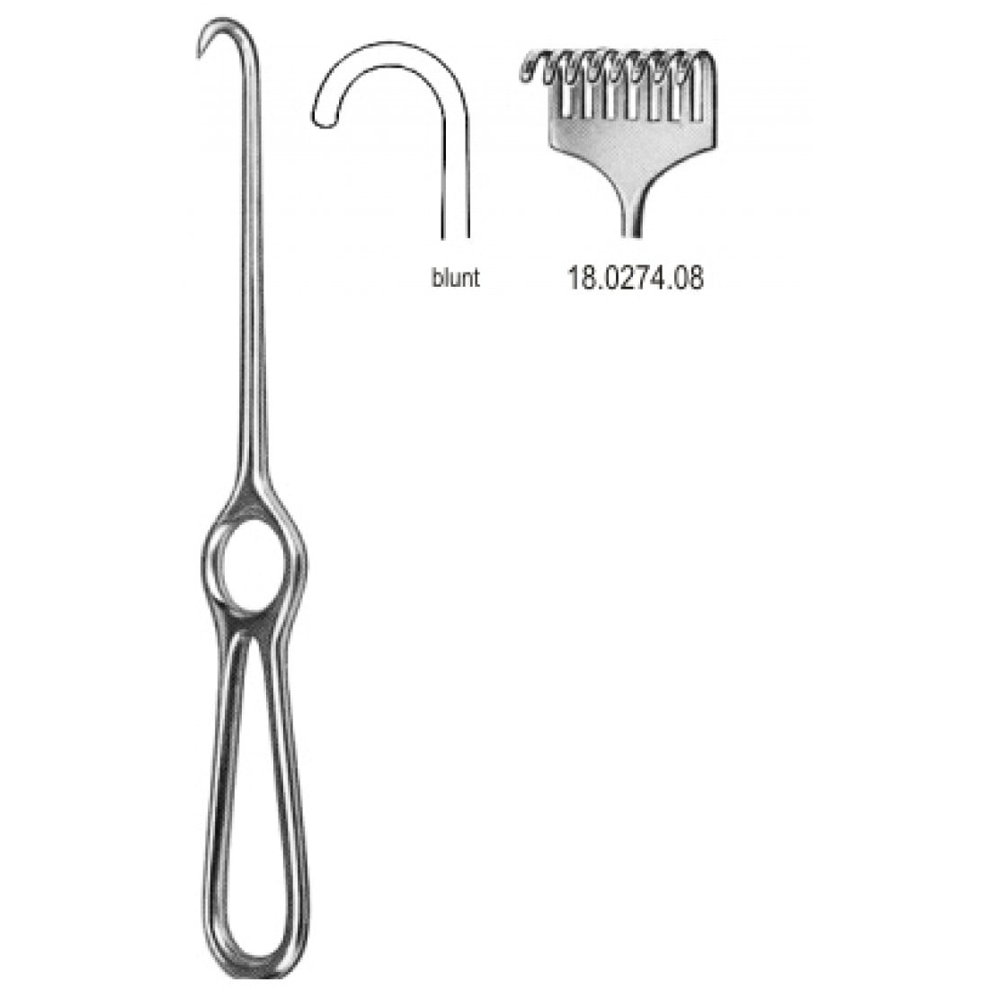 18.0274.08 Kocher Ekartör 8 Dişli Künt 22cm