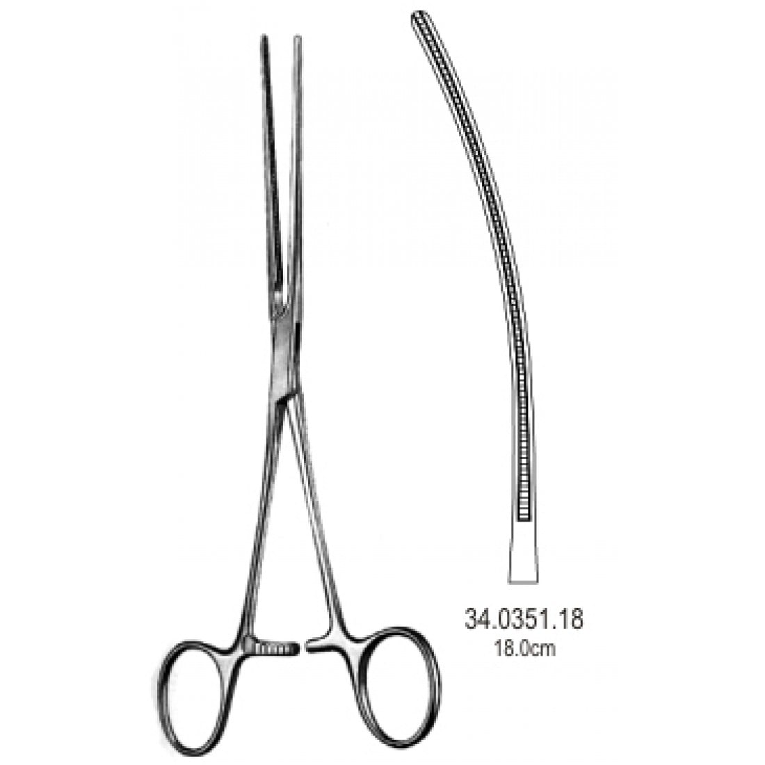 34.0351.18 Bainbridge Renal Arter Forseps Eğri 18cm