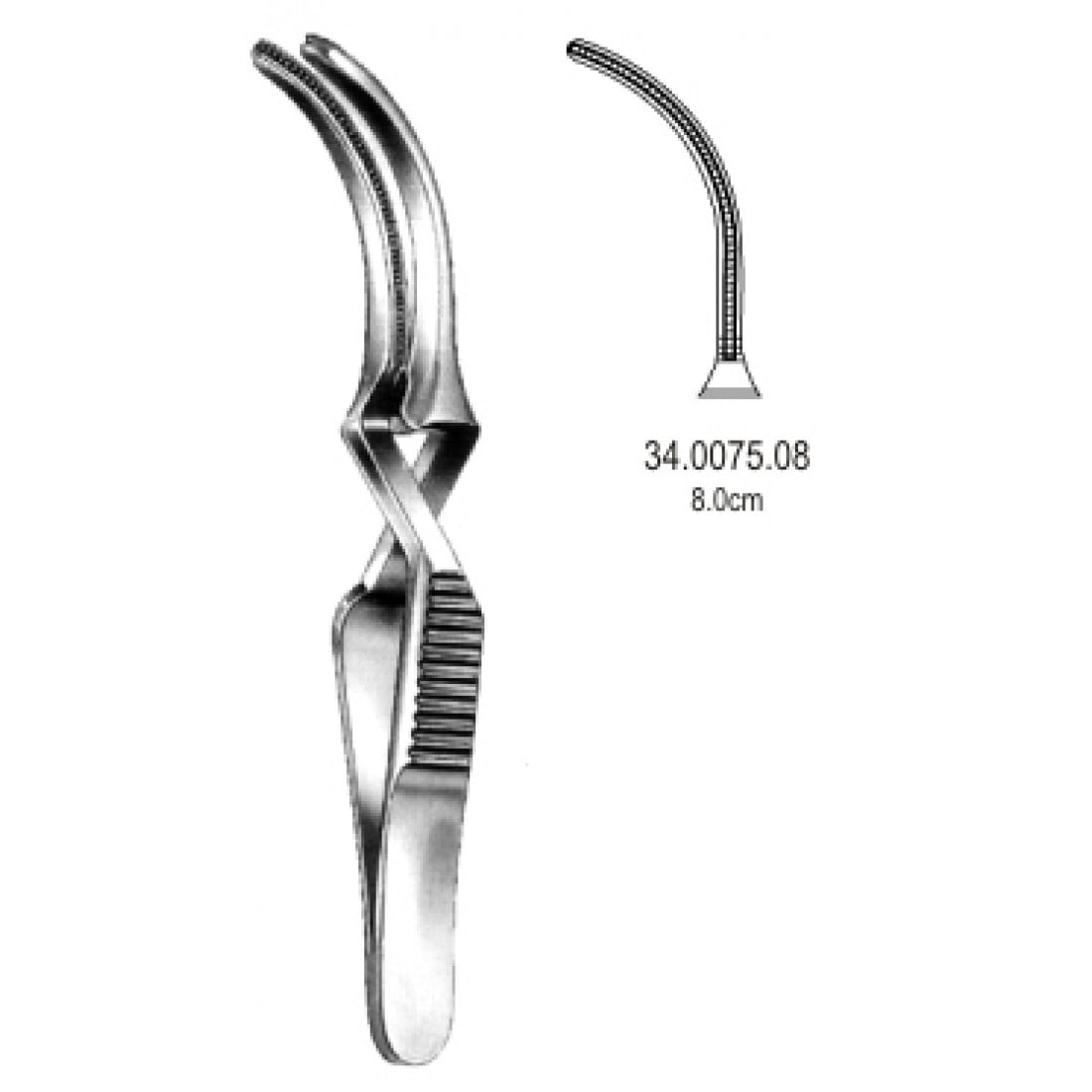 34.0075.08 DeBakey Buldog Klemp Atravmatik Eğri 30mm, 8cm