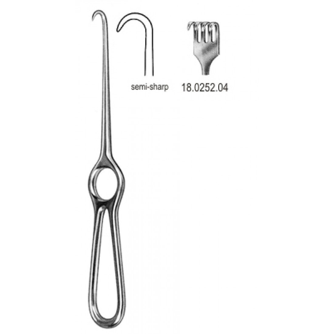 18.0252.04 Volkmann Ekartör 4 Dişli Yarı Keskin 21.5cm
