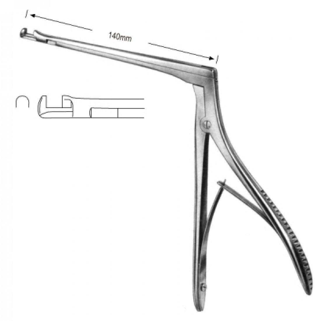 46.0300.01 Hajek Sphenoid Panç Yukarı Doğru Kesim 4x4mm, Şaft 14cm