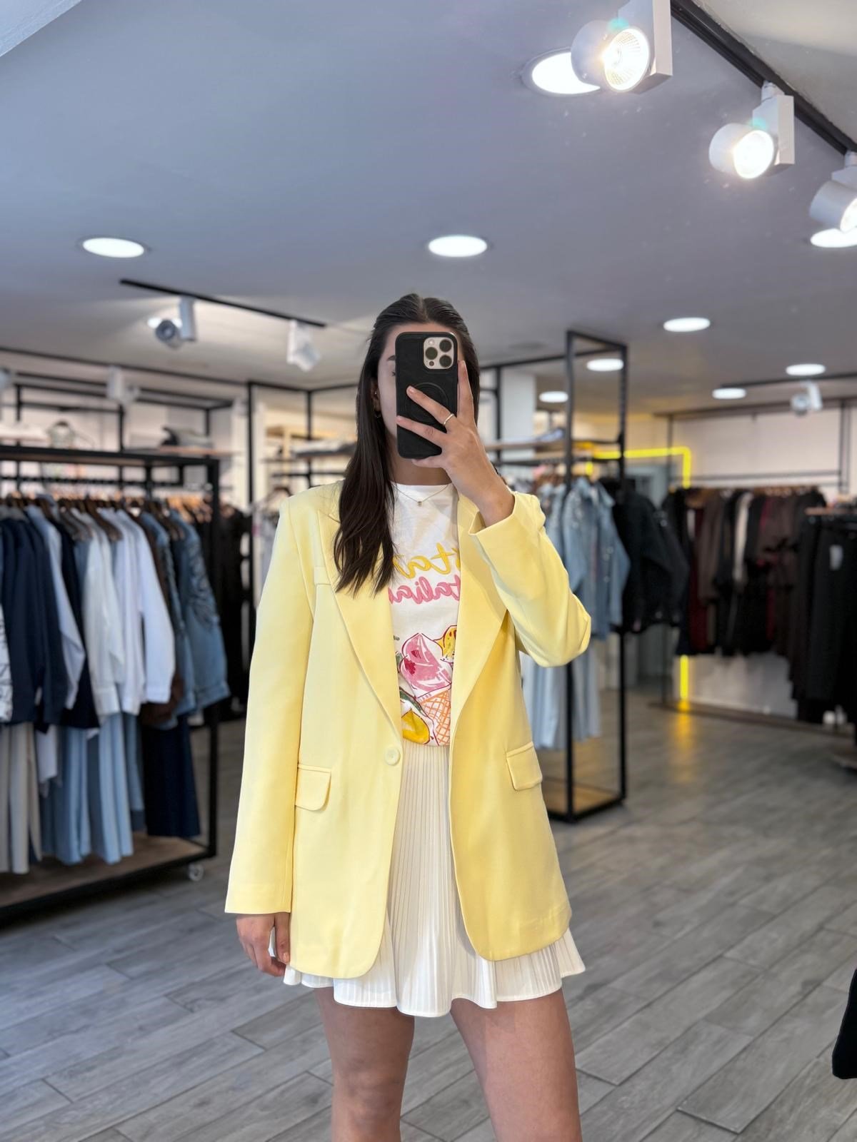 Sarı Klasik Blazer Ceket