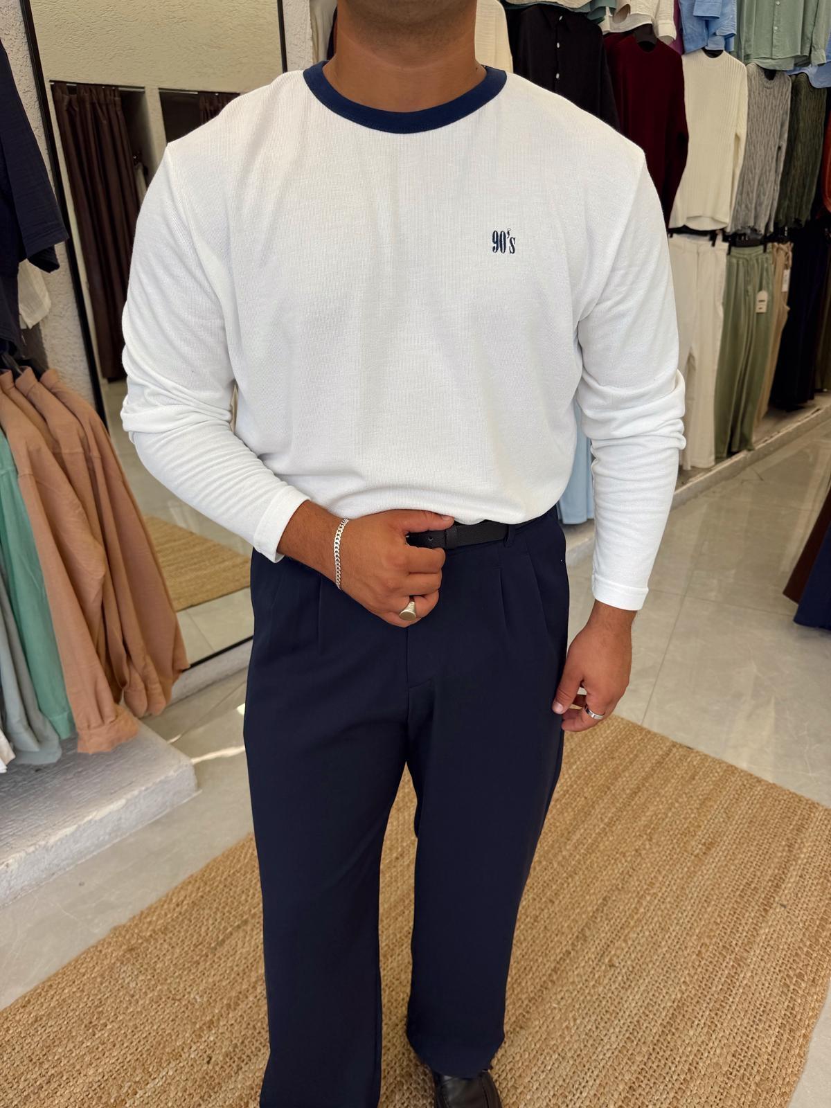 90’s Nakışlı Sweat Beyaz