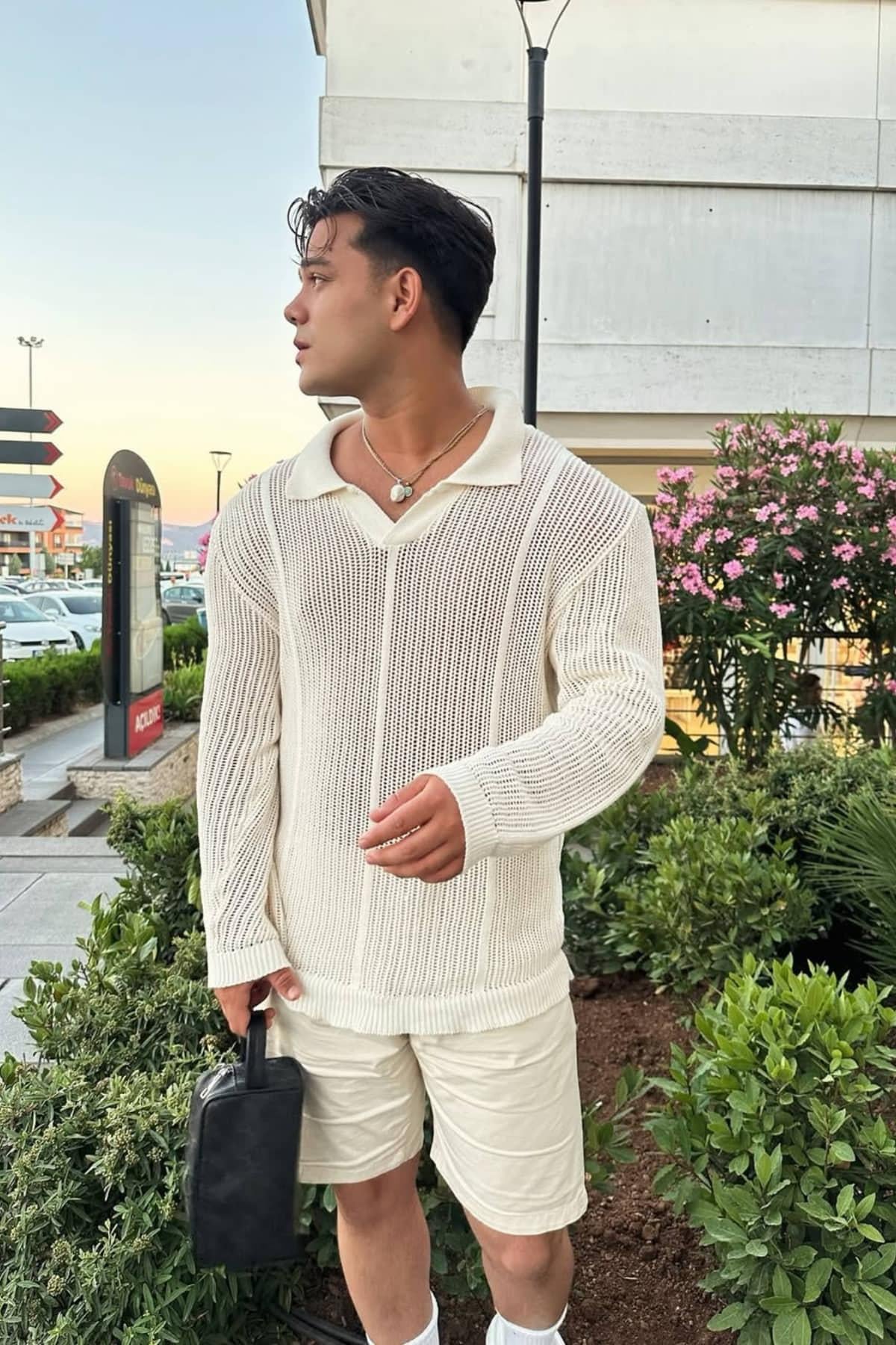 Bej Delikli Polo Yaka Triko