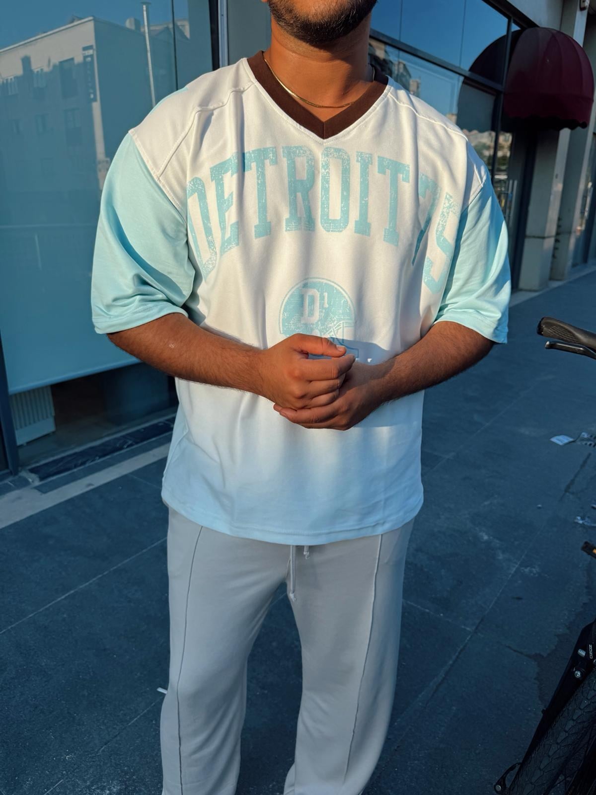 Beyaz Dereoit Baskılı T-shirt