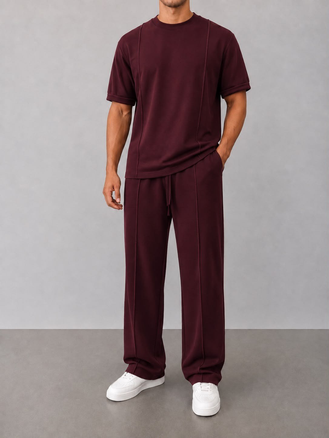 Bordo Nushi Oysh Kumaş Çıma Detaylı Takım