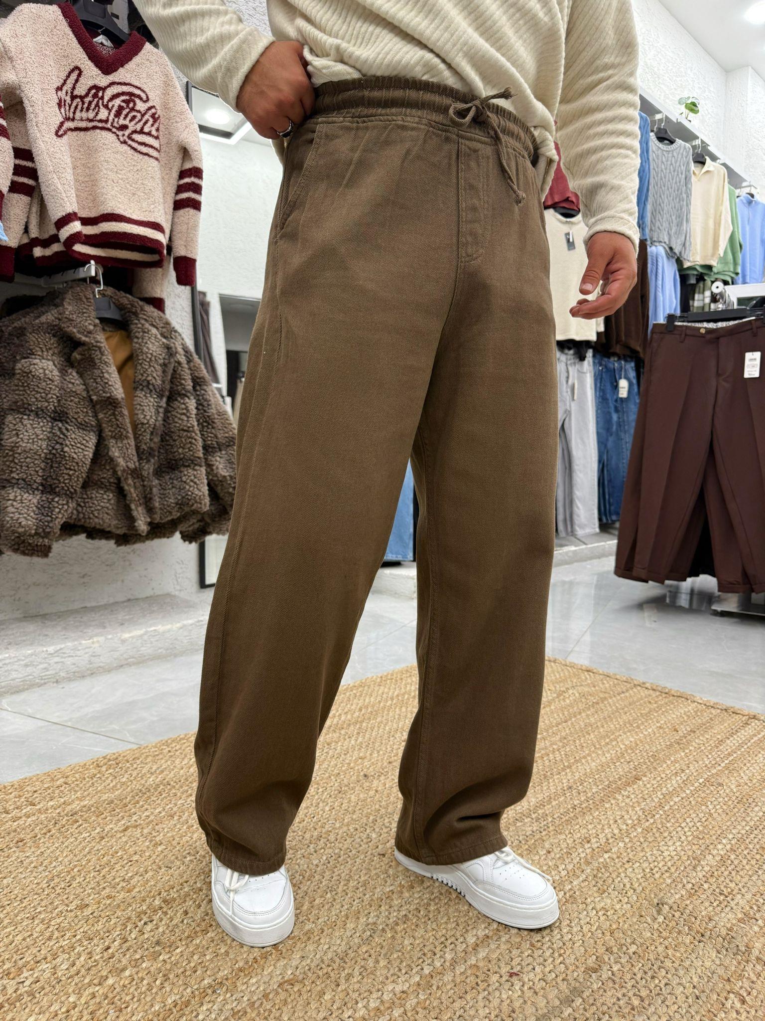 Gabardin Baggy Pantolon Kahve