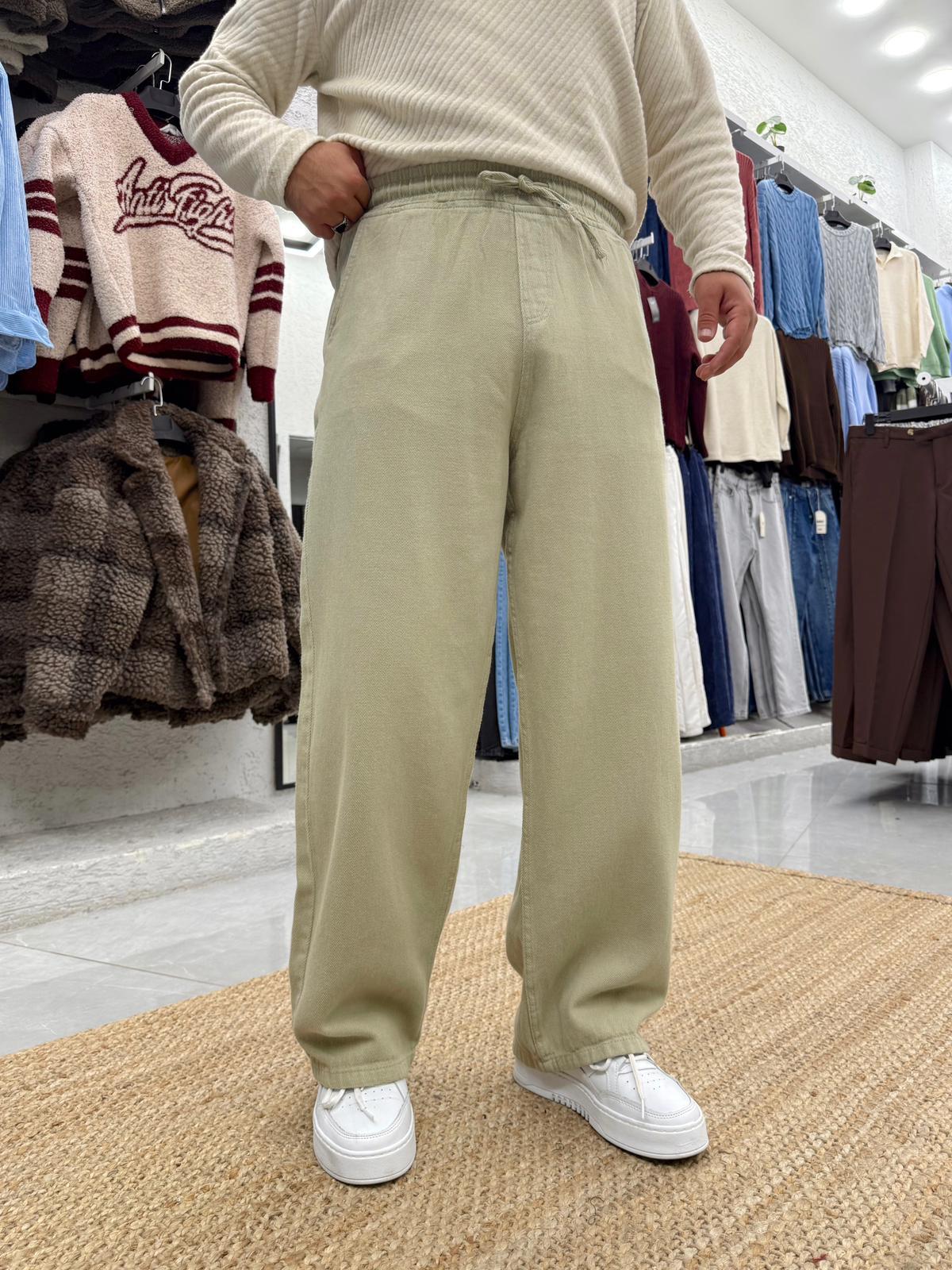 Gabardin Baggy Pantolon Yeşil