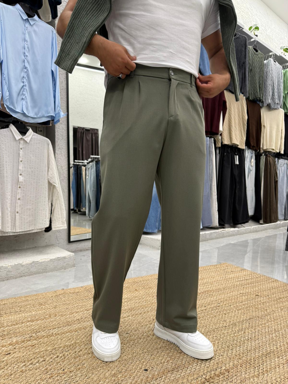 Kışlık Baggy Kumaş Pantolon Haki
