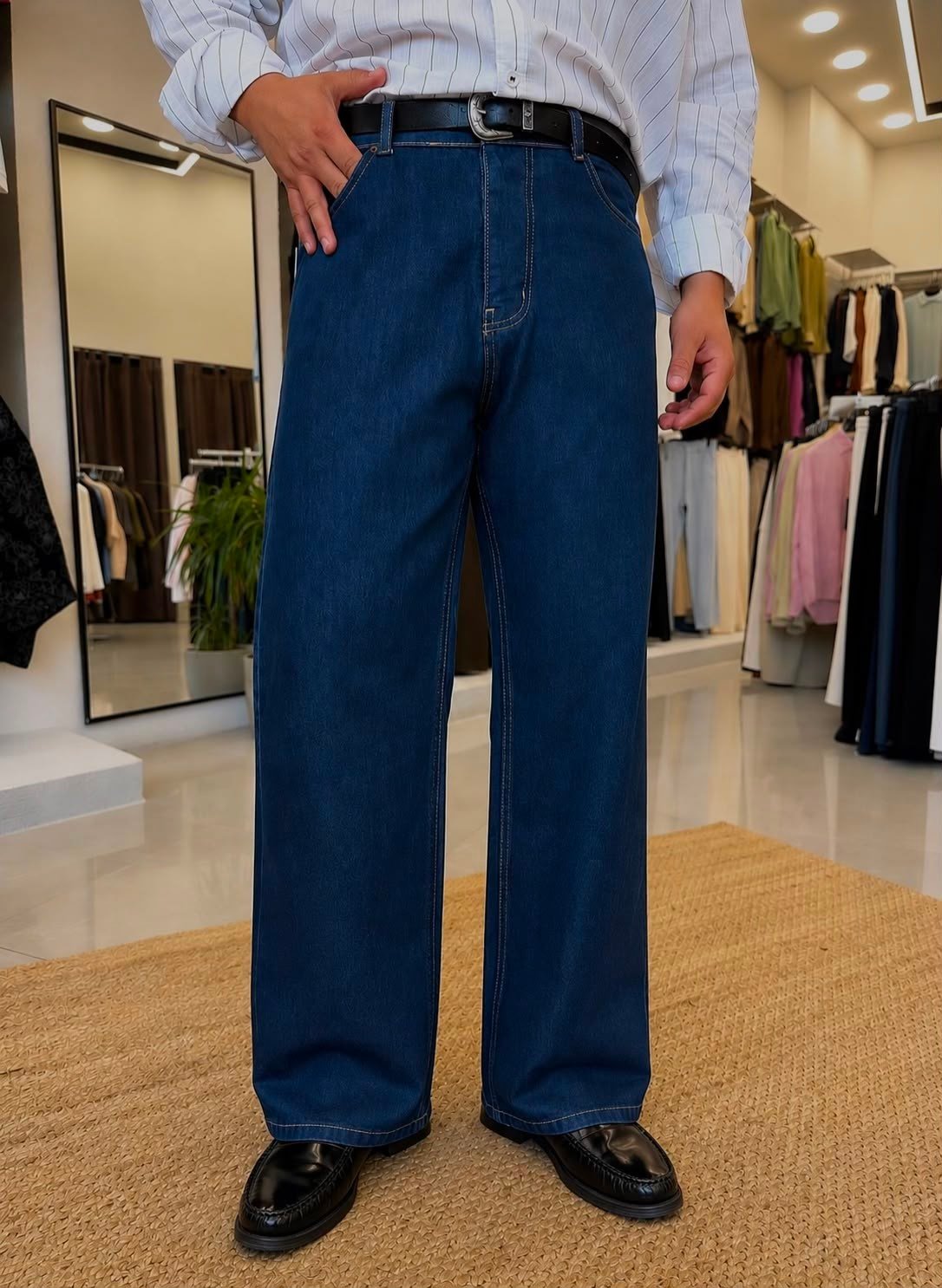 Koyu İndigo Baggy Fit Kot Pantolon
