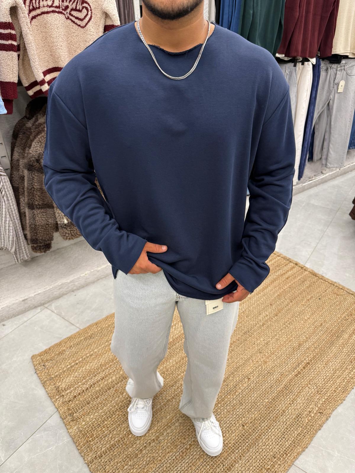 Lazer Kesim Sweat Lacivert