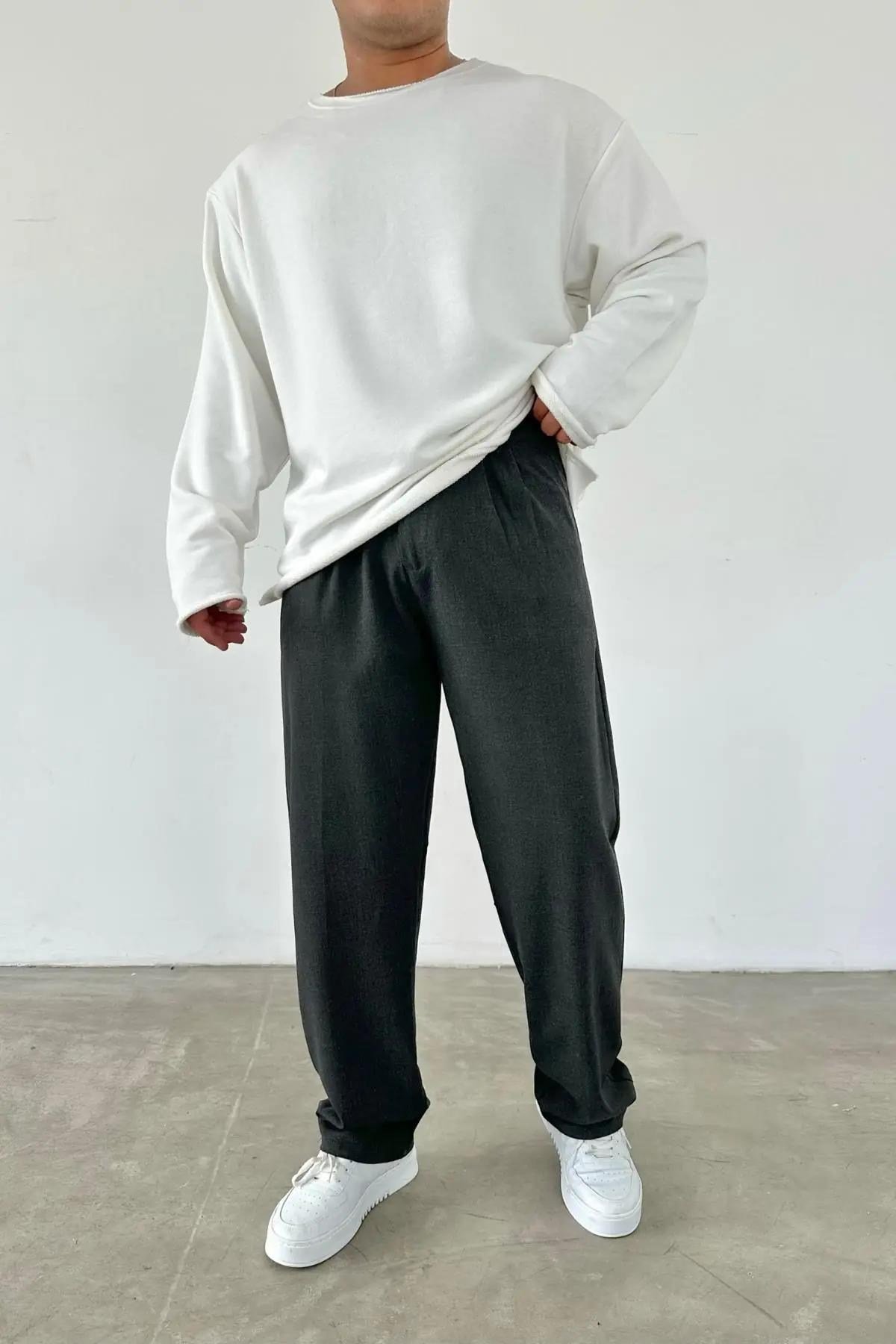 Pileli Baggy Füme Pantolon
