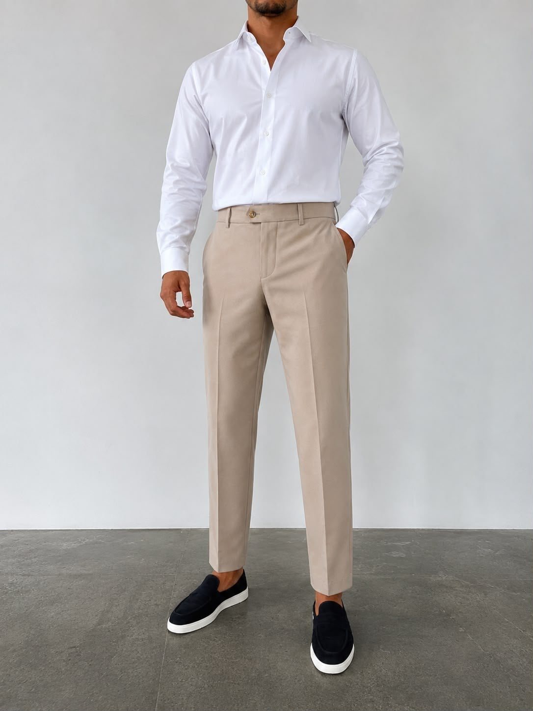 Tek Düğmeli Regular Kesim Pantolon Bej
