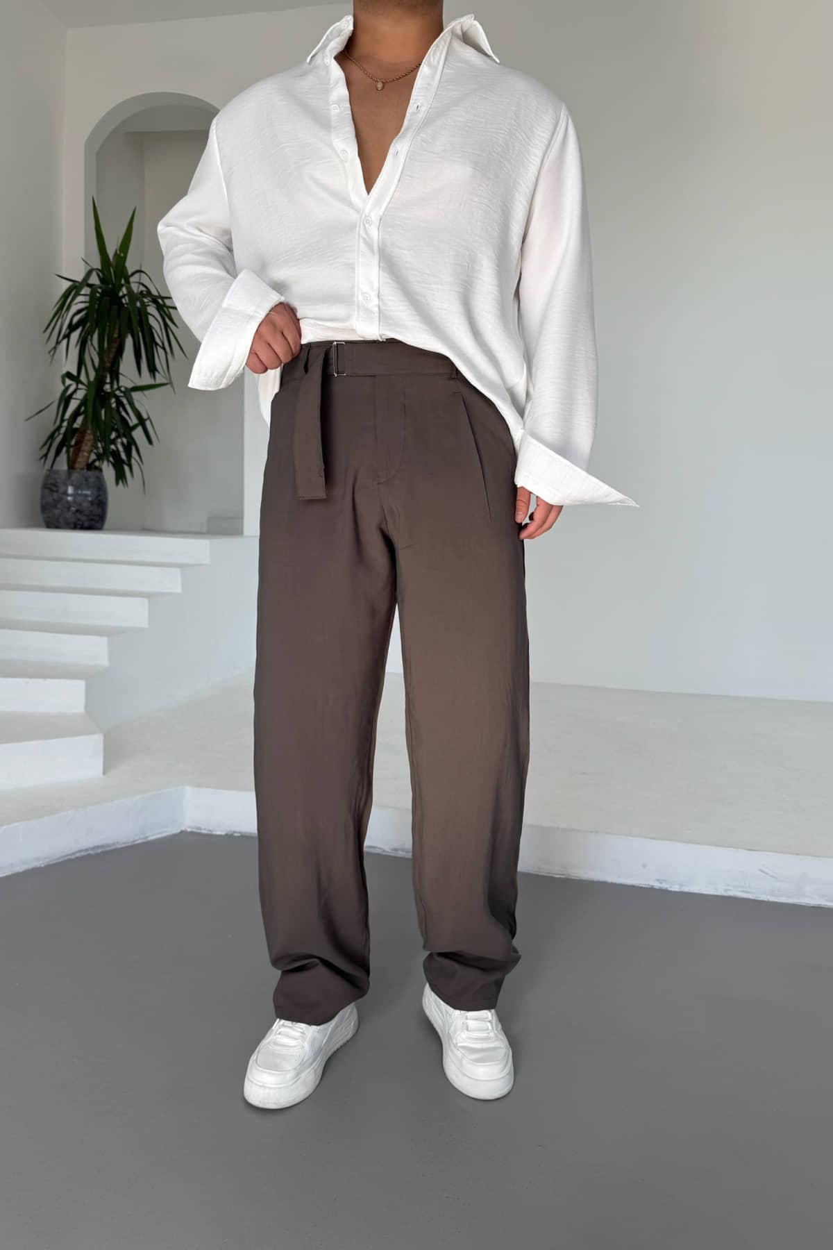 Yeşil Modal Kemerli Baggy Pantolon