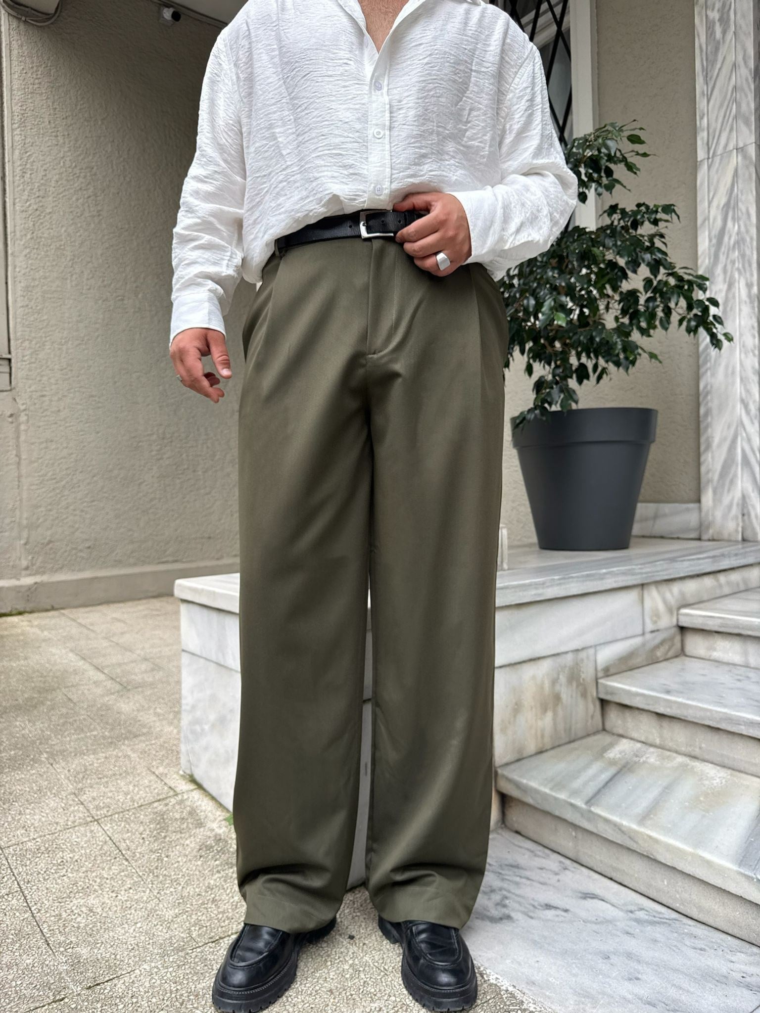 Yeşil Süper Baggy Kumaş Pantolon