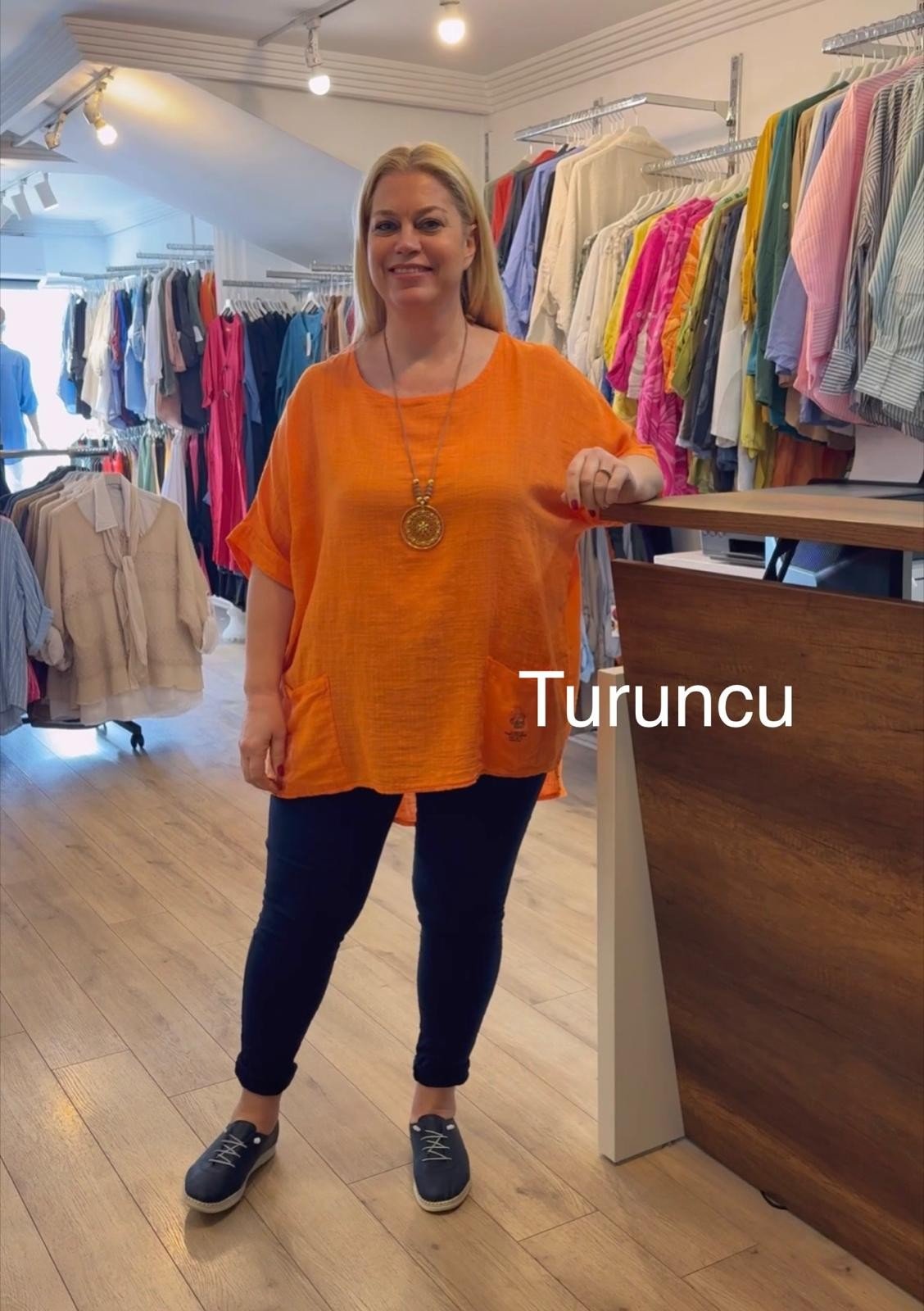 1124 KOLYELİ SALAŞ BLUZ-TURUNCU