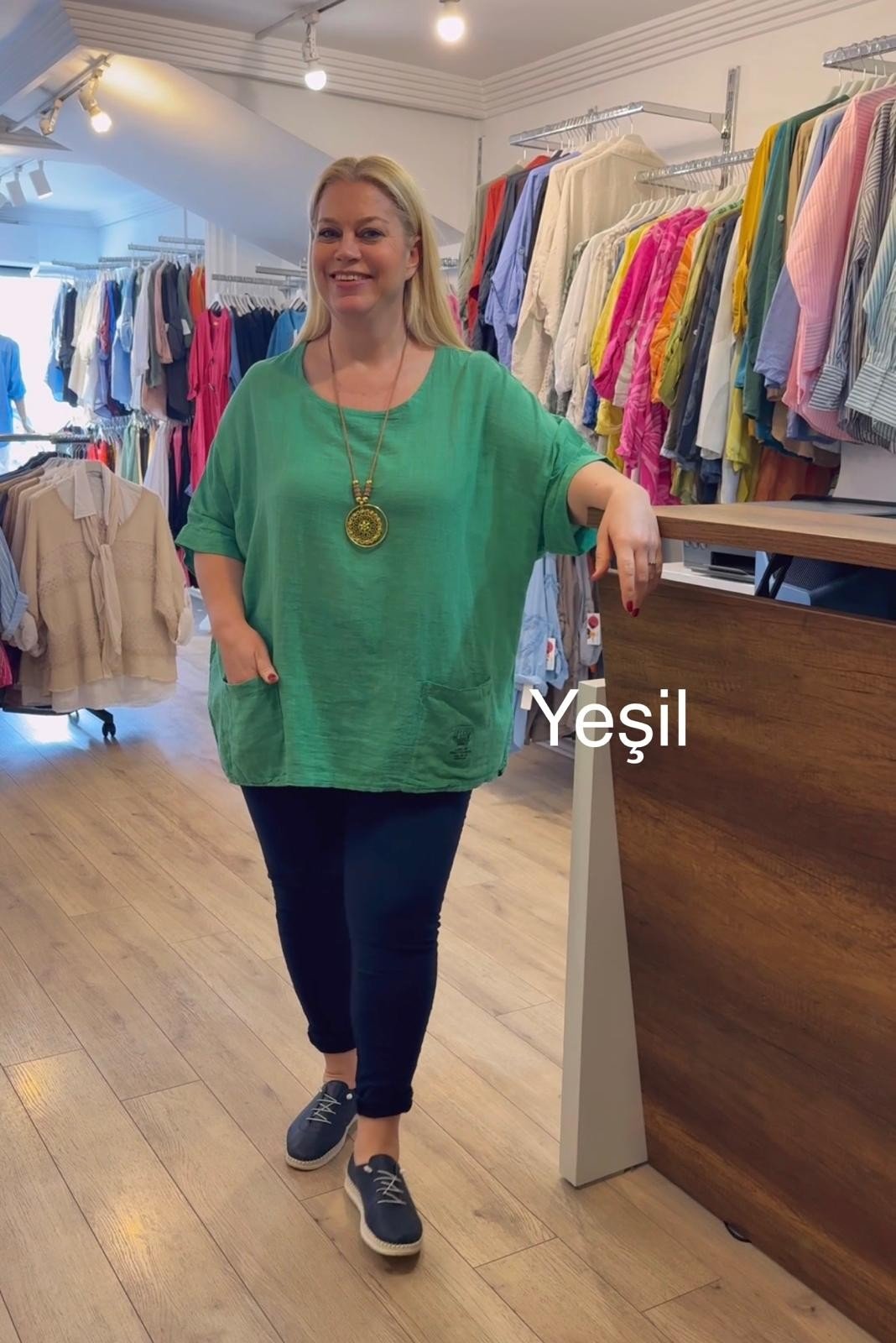 1124 KOLYELİ SALAŞ BLUZ-YEŞİL