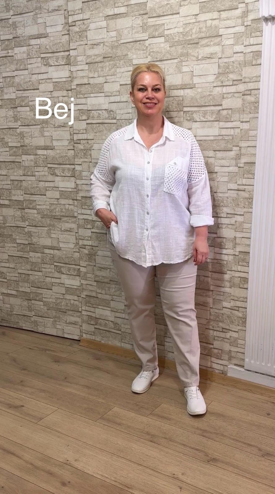 1141 VEREV DİKİŞLİ PAMUK PANTOLON-BEJ