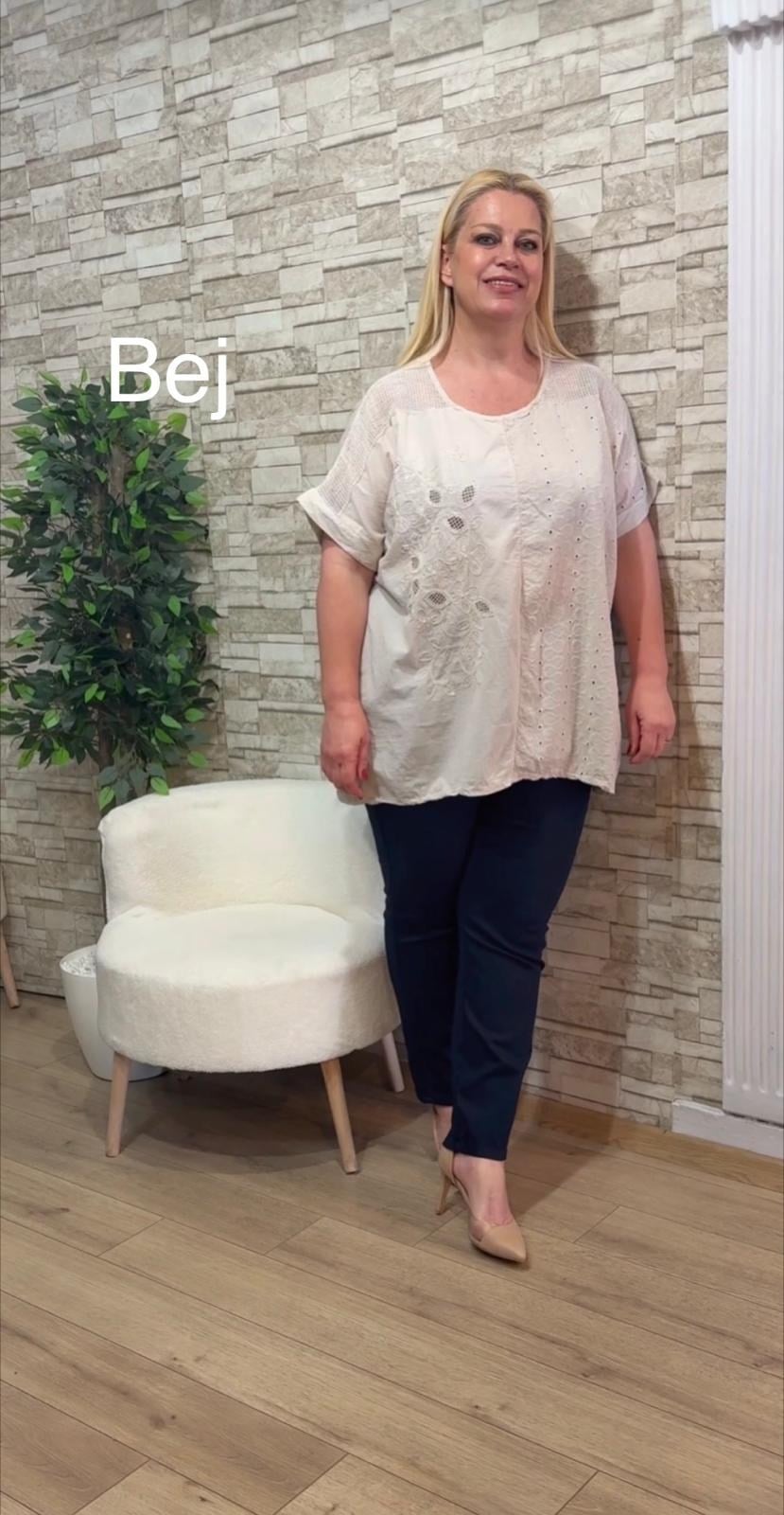1152 İTALYAN RAHAT KALIP FİSTO-POPLİN BLUZ-BEJ
