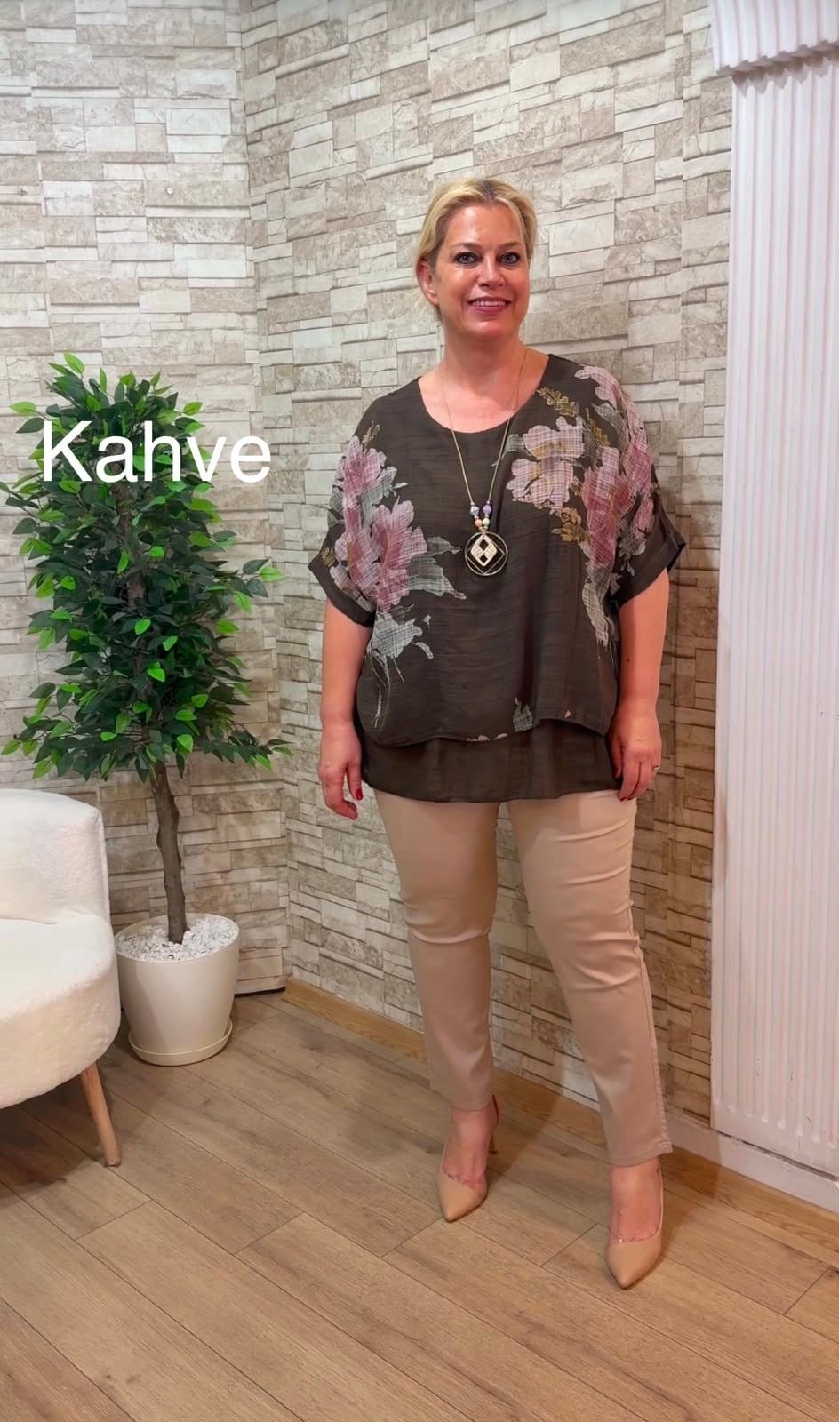 1169 İTALYAN ÇİFT KATLI PAMUK BLUZ-KAHVERENGİ