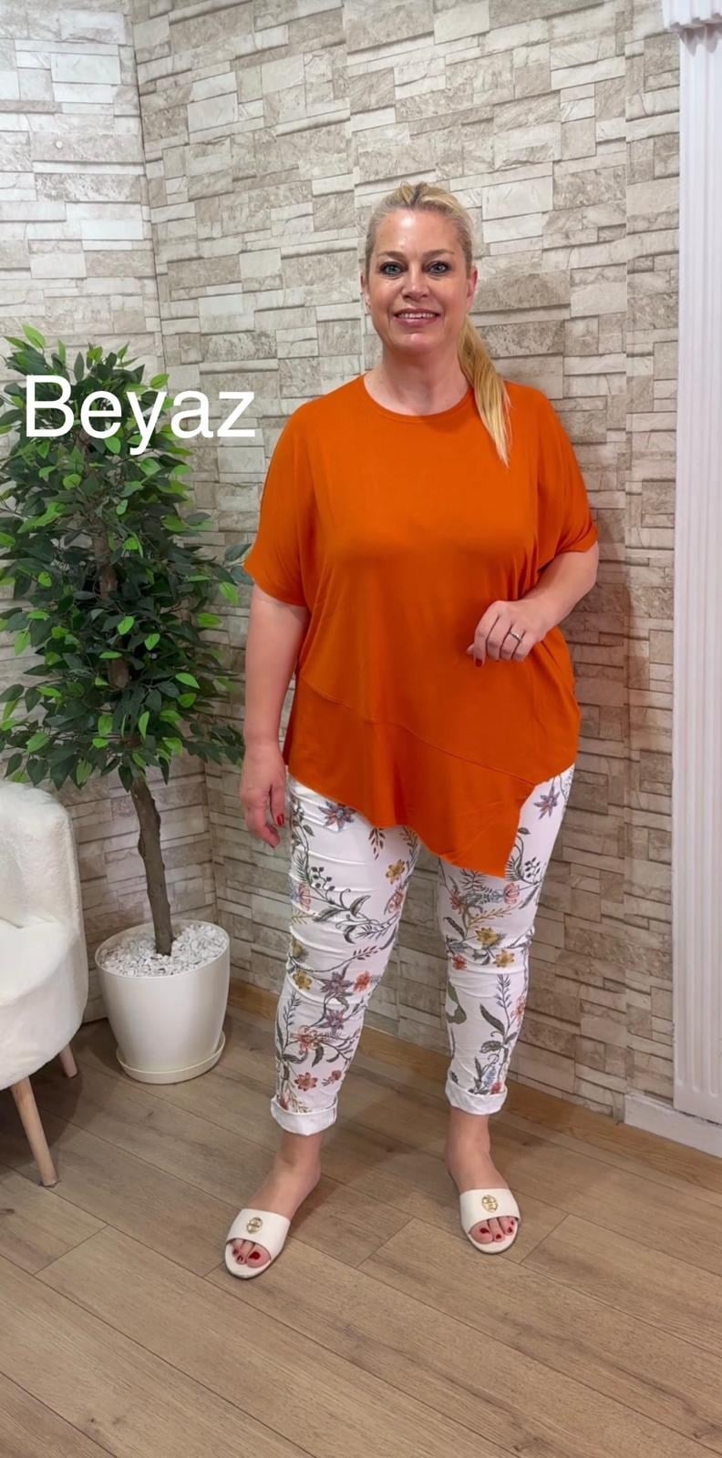 1171 İTALYAN SARMAŞIK DESEN PANTOLON-BEYAZ