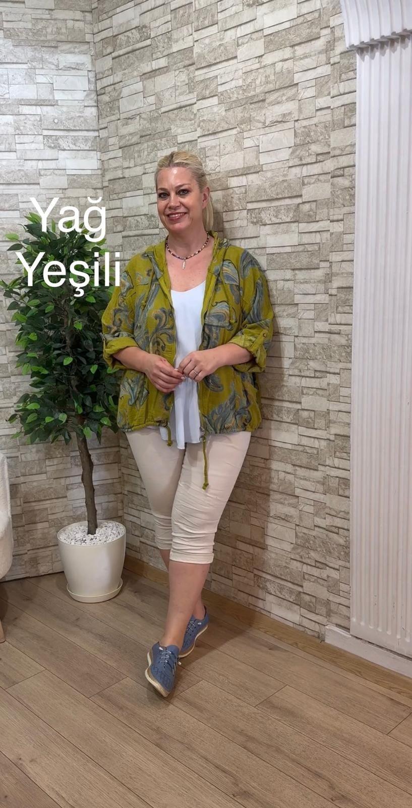 1186 İTALYAN ŞAL DESEN CEKET-YAĞ YEŞİLİ