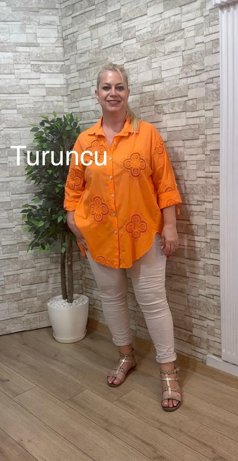 1197 İTALYAN DELİKİŞ POPLİN GÖMLEK-TURUNCU