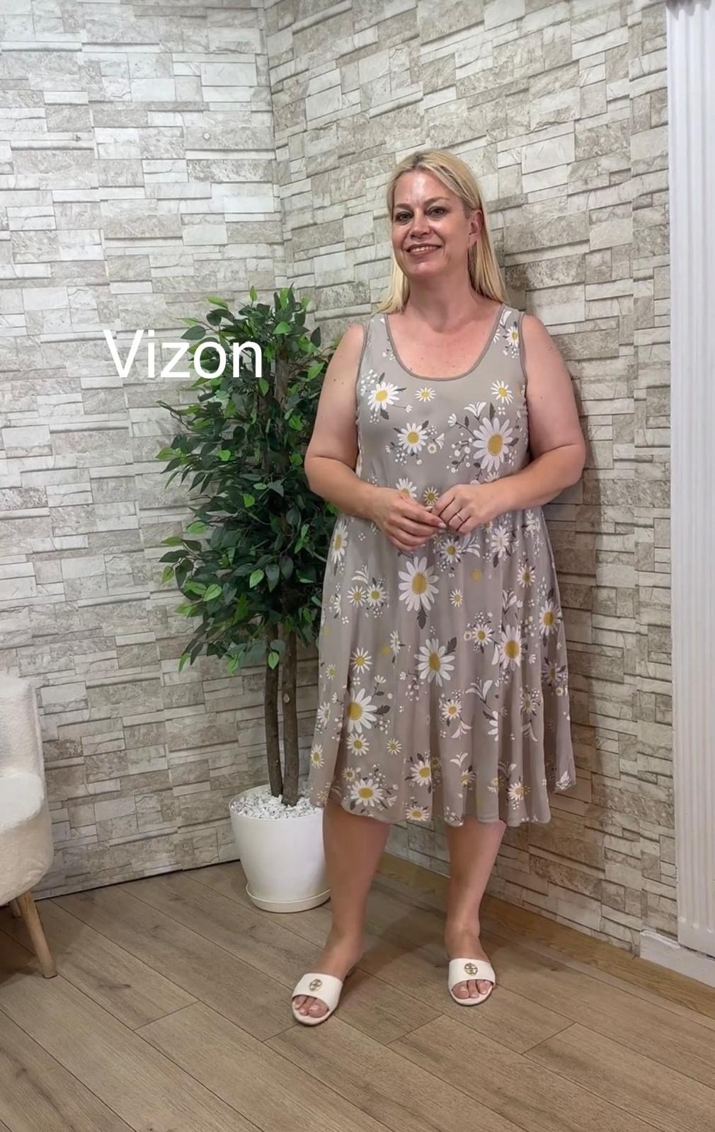 1223 İTALYAN KOLSUZ VİSKON ELBİSE-VİZON
