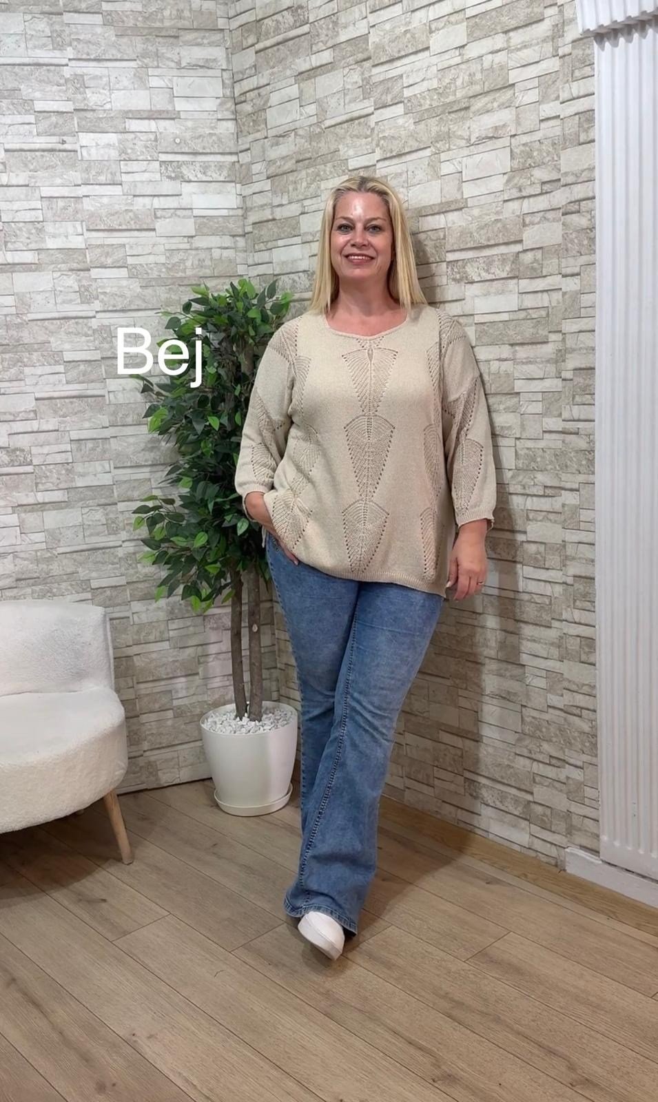 1245 SALAŞ KALIP MERSERİZE BLUZ-BEJ