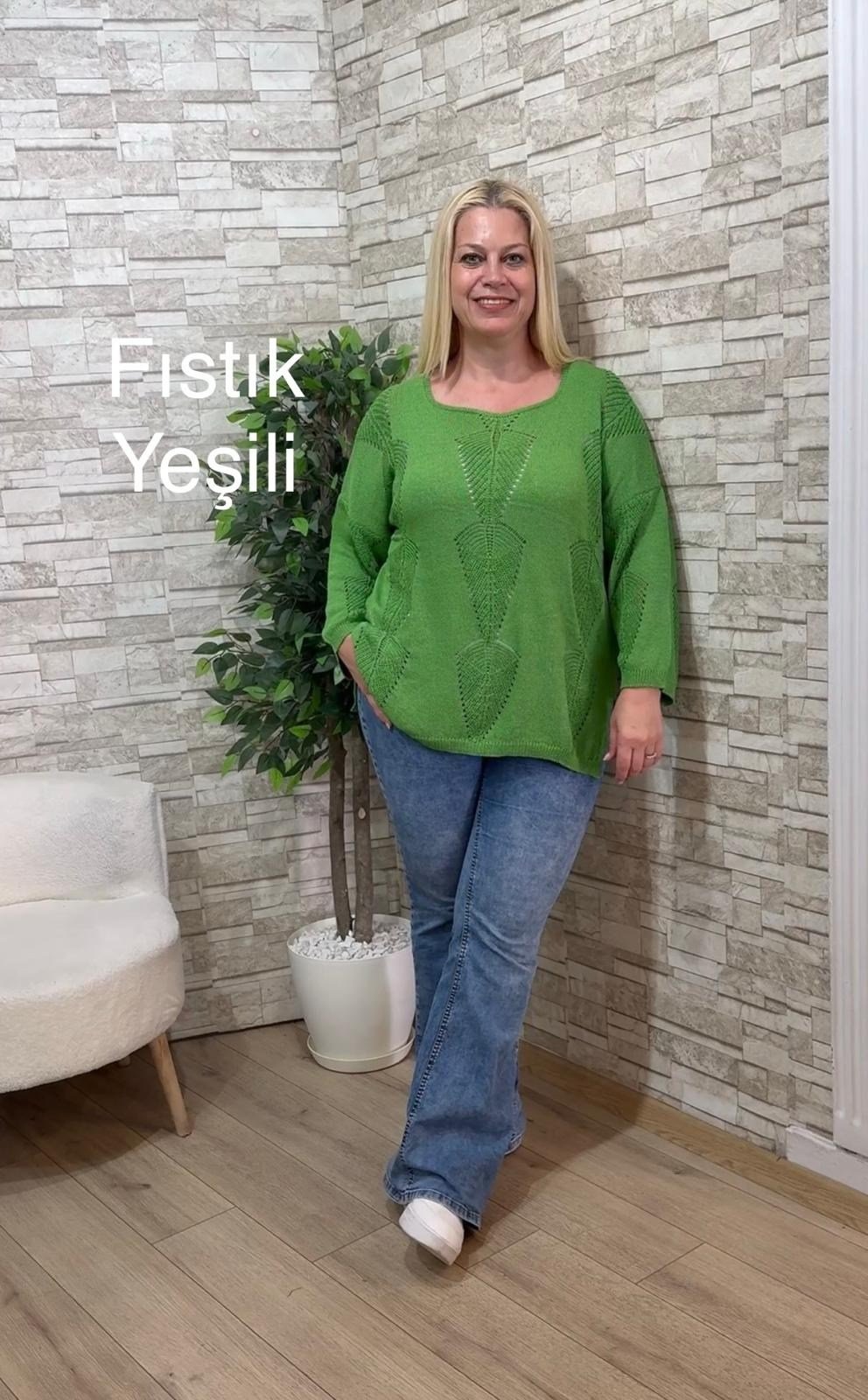 1245 SALAŞ KALIP MERSERİZE BLUZ-FISTIK YEŞİLİ
