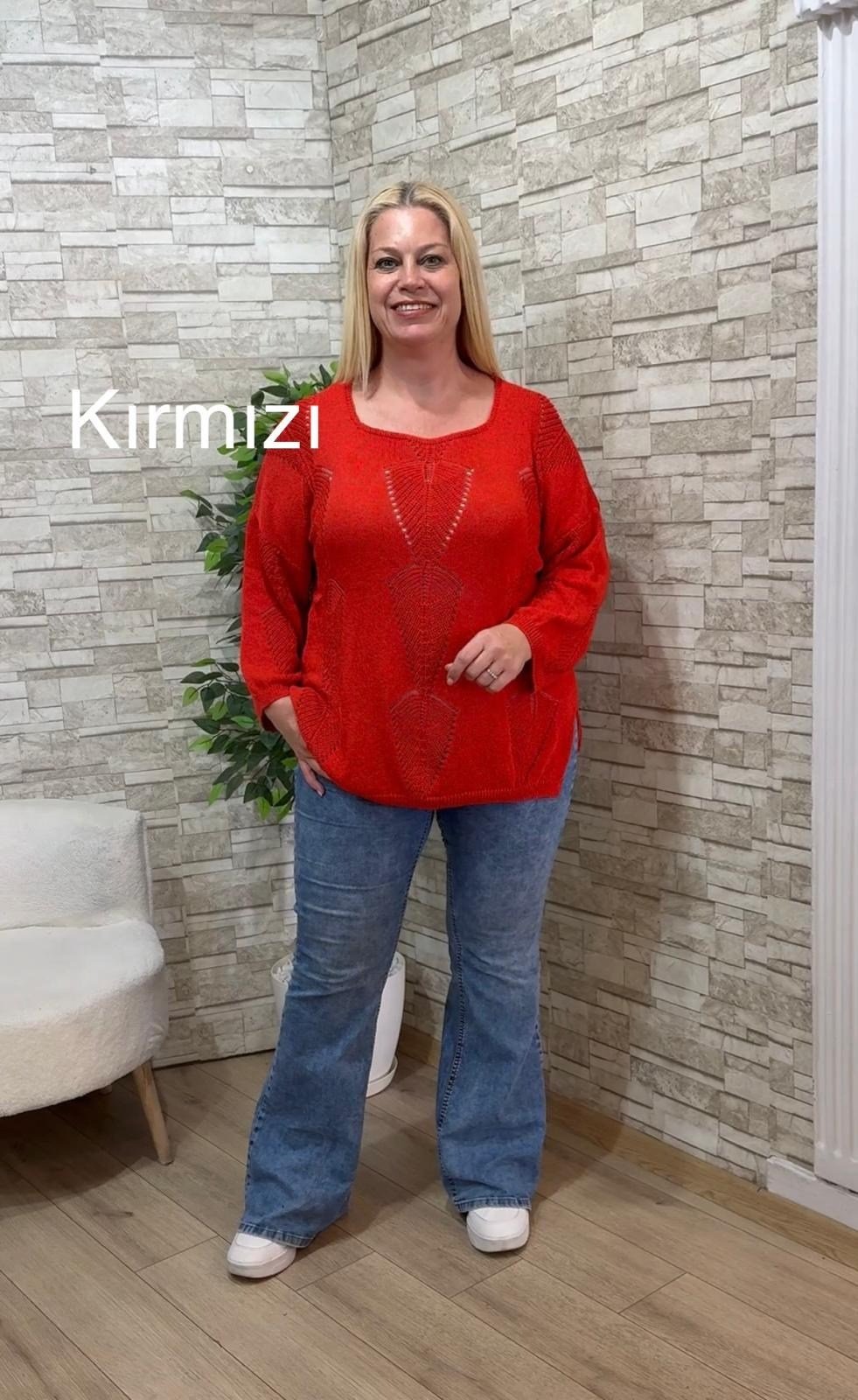 1245 SALAŞ KALIP MERSERİZE BLUZ-KIRMIZI