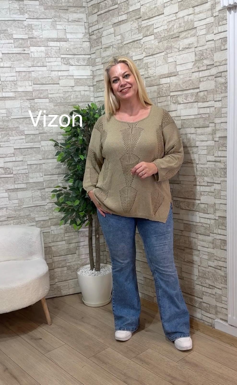 1245 SALAŞ KALIP MERSERİZE BLUZ-VİZON