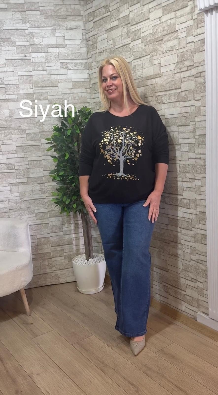 1248 İTALYAN AĞAÇ DESENLİ İNCE TRİKO-SİYAH