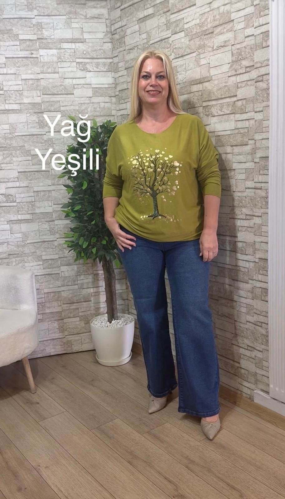 1248 İTALYAN AĞAÇ DESENLİ İNCE TRİKO-YAĞ YEŞİLİ