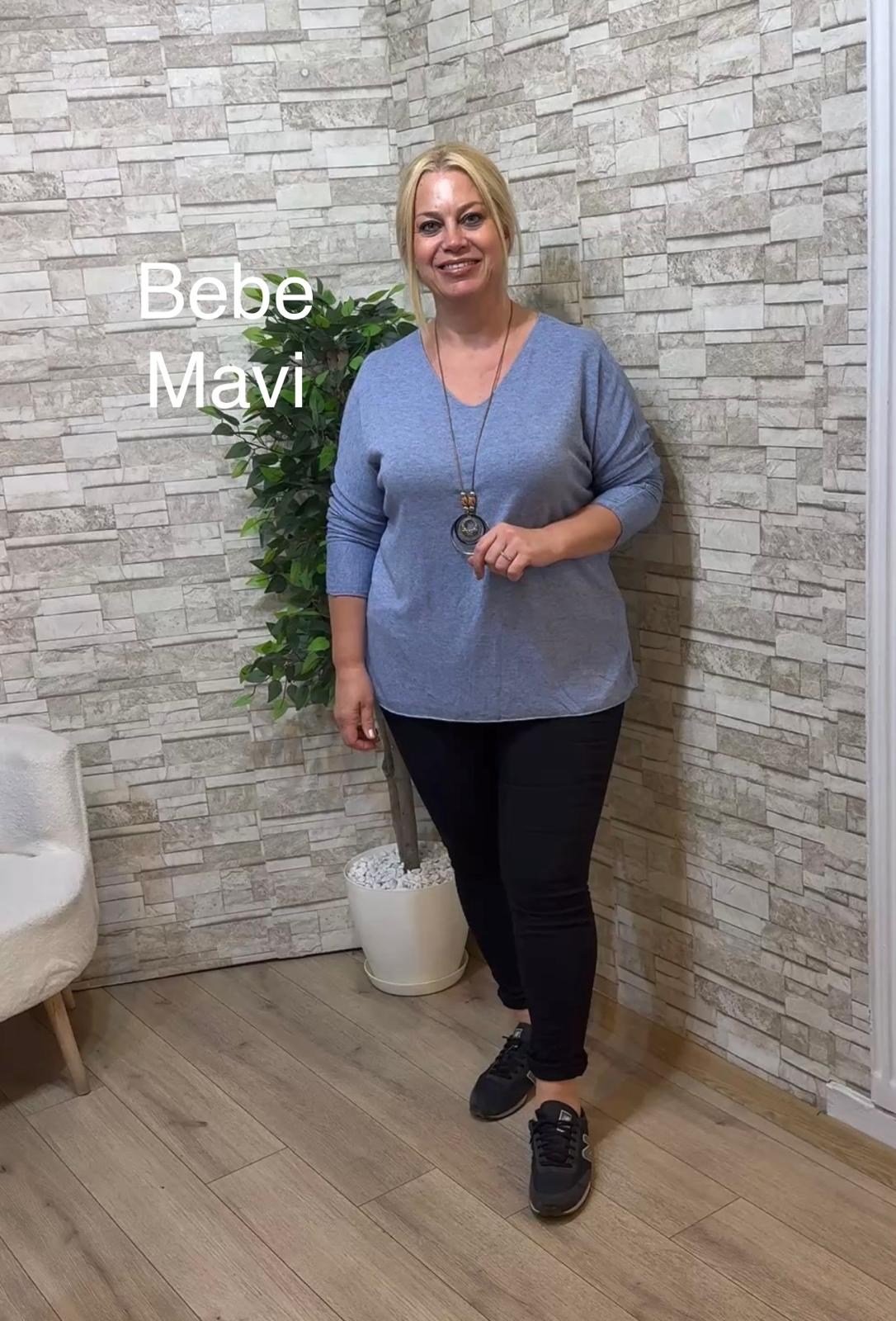 1257 İTALYAN V YAKA İNCE TRİKO-BEBE MAVİ