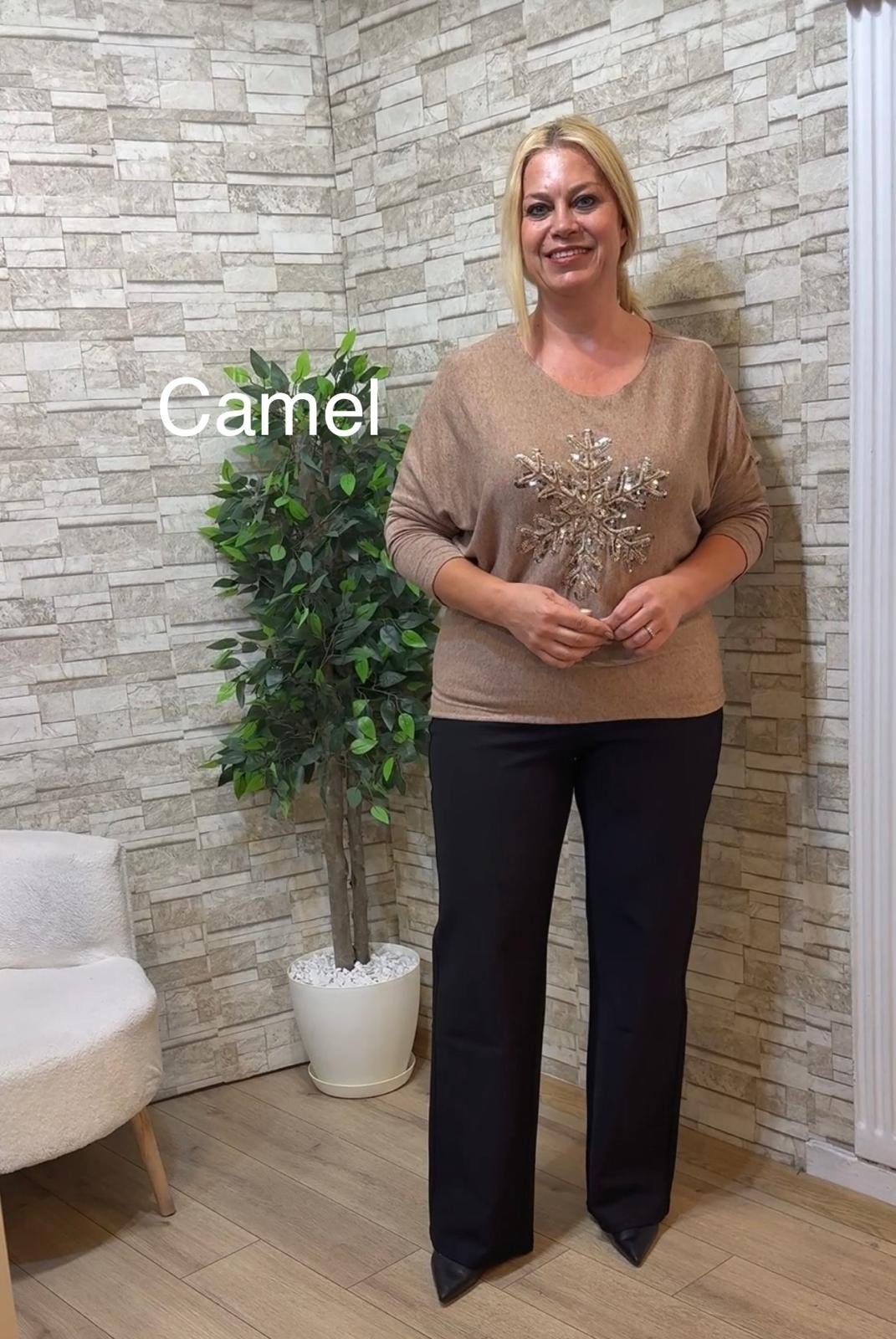 1274 İTALYAN,KAR TANESİ PUL PAYETLİ İNCE TRİKO-CAMEL