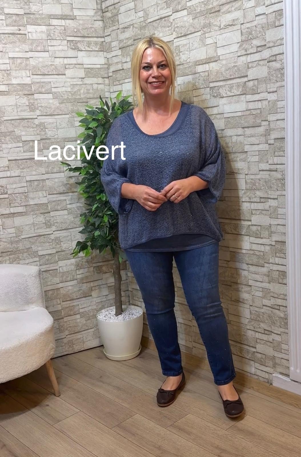 1277 İTALYAN İKİLİ PULLU TRİKO-LACİVERT