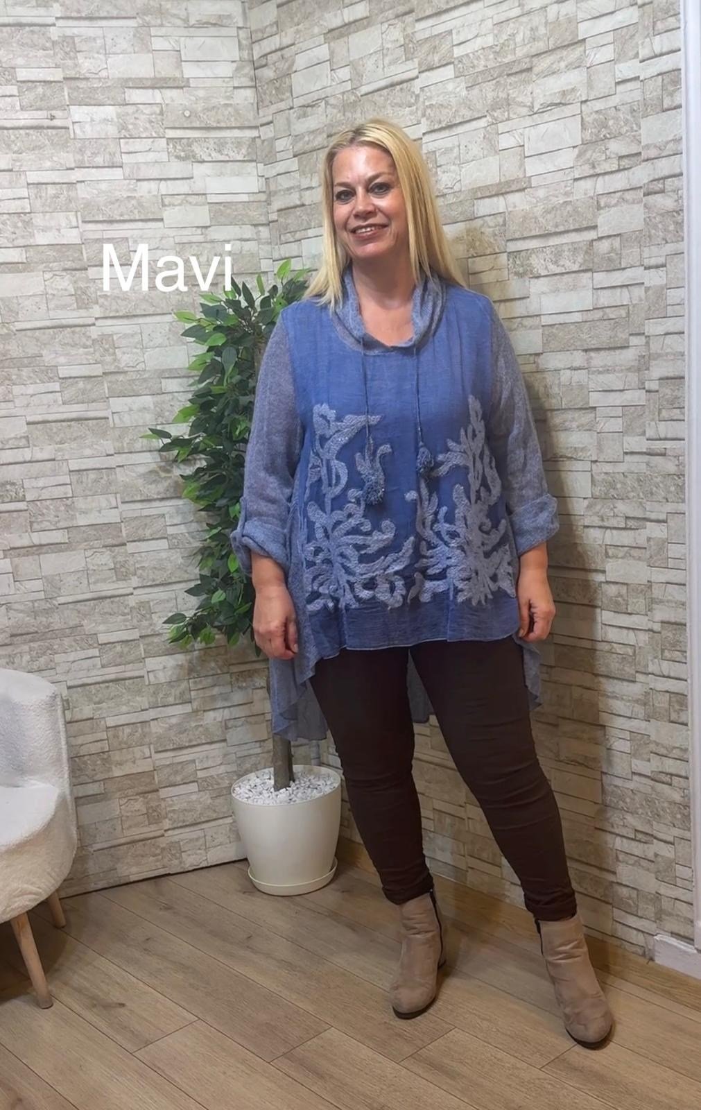 1284 İTALYAN TASARIM TRİKO-MAVİ