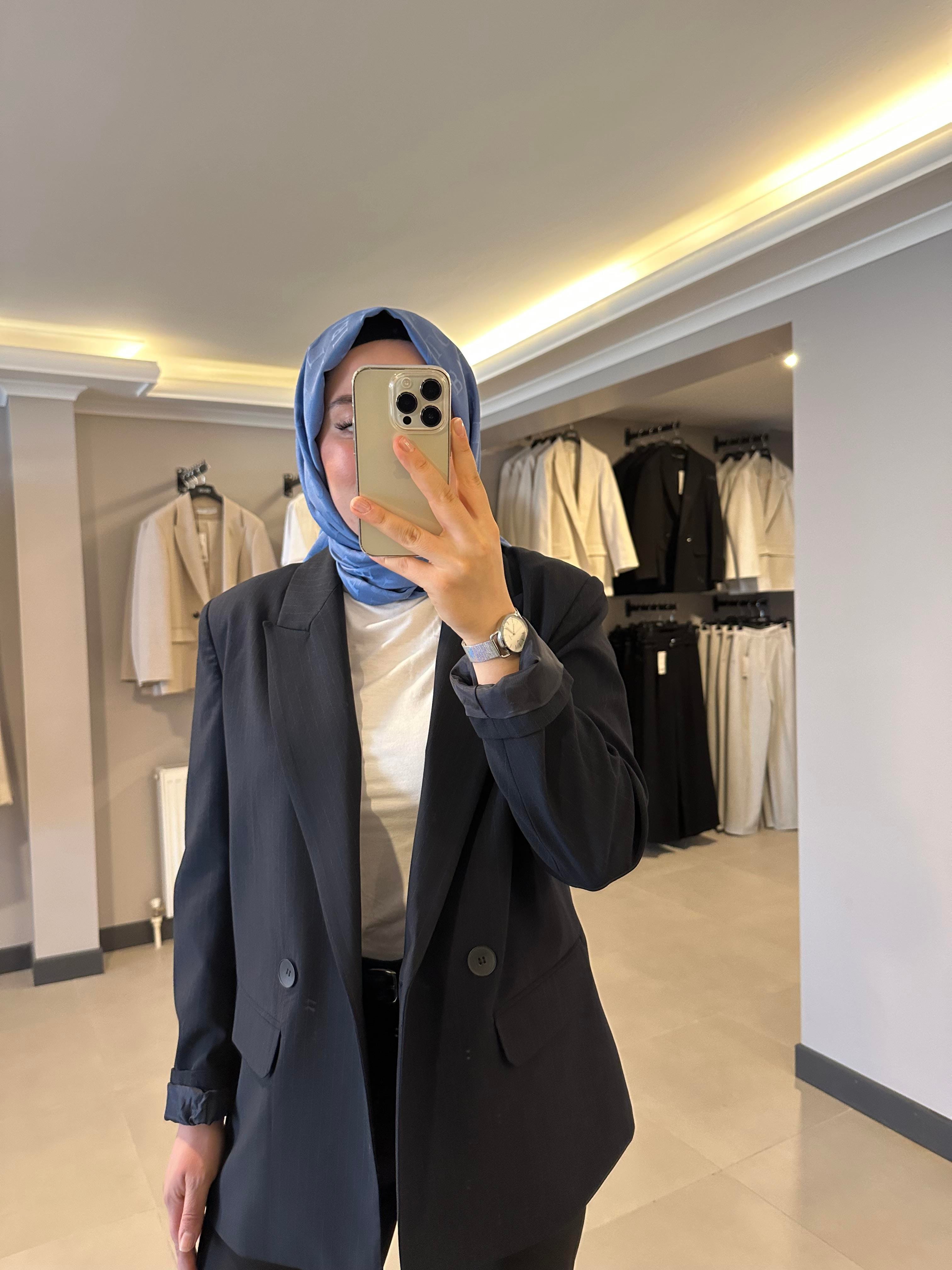 Lacivert Çizgili Ceket