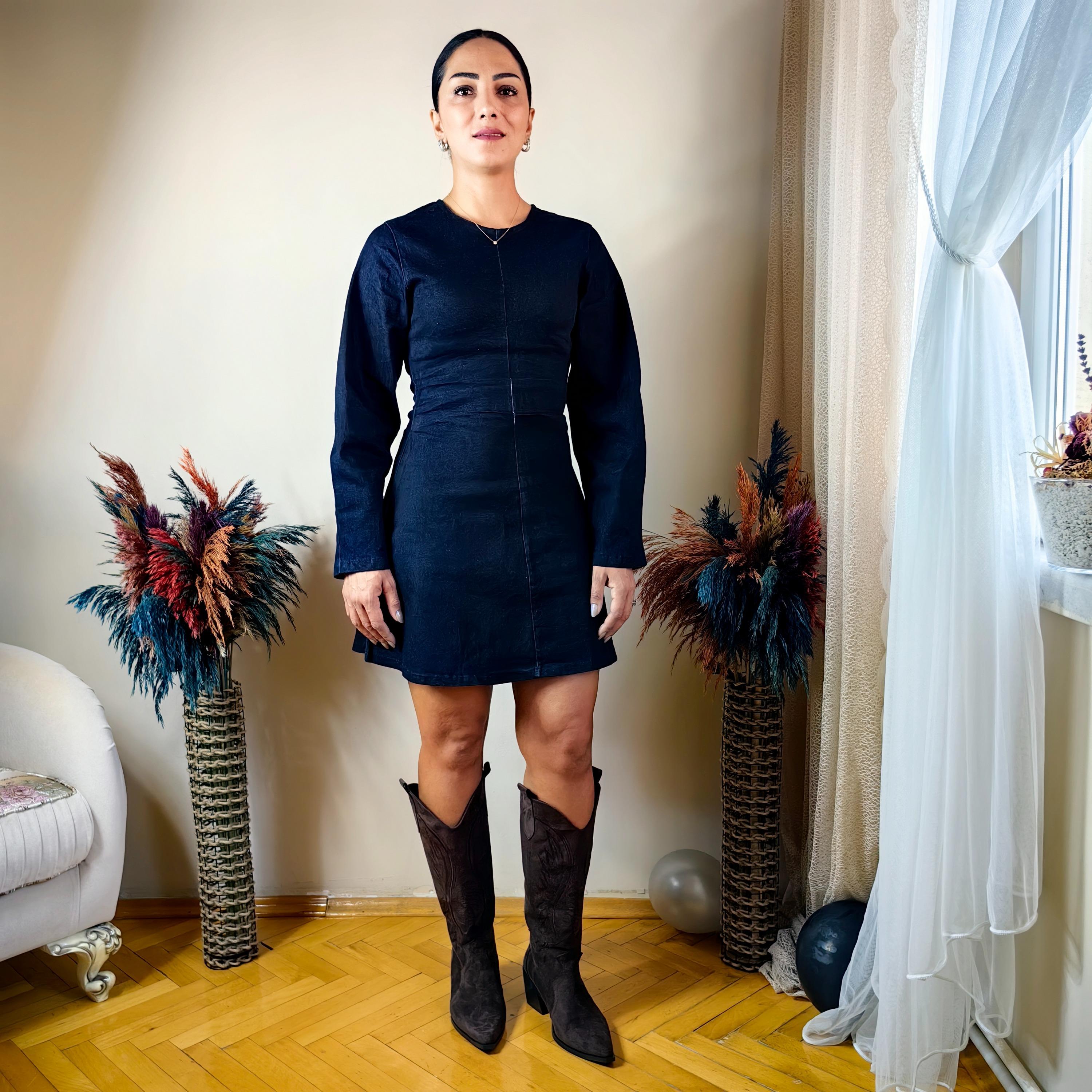Batrop Bel Pileli Kot Elbise
