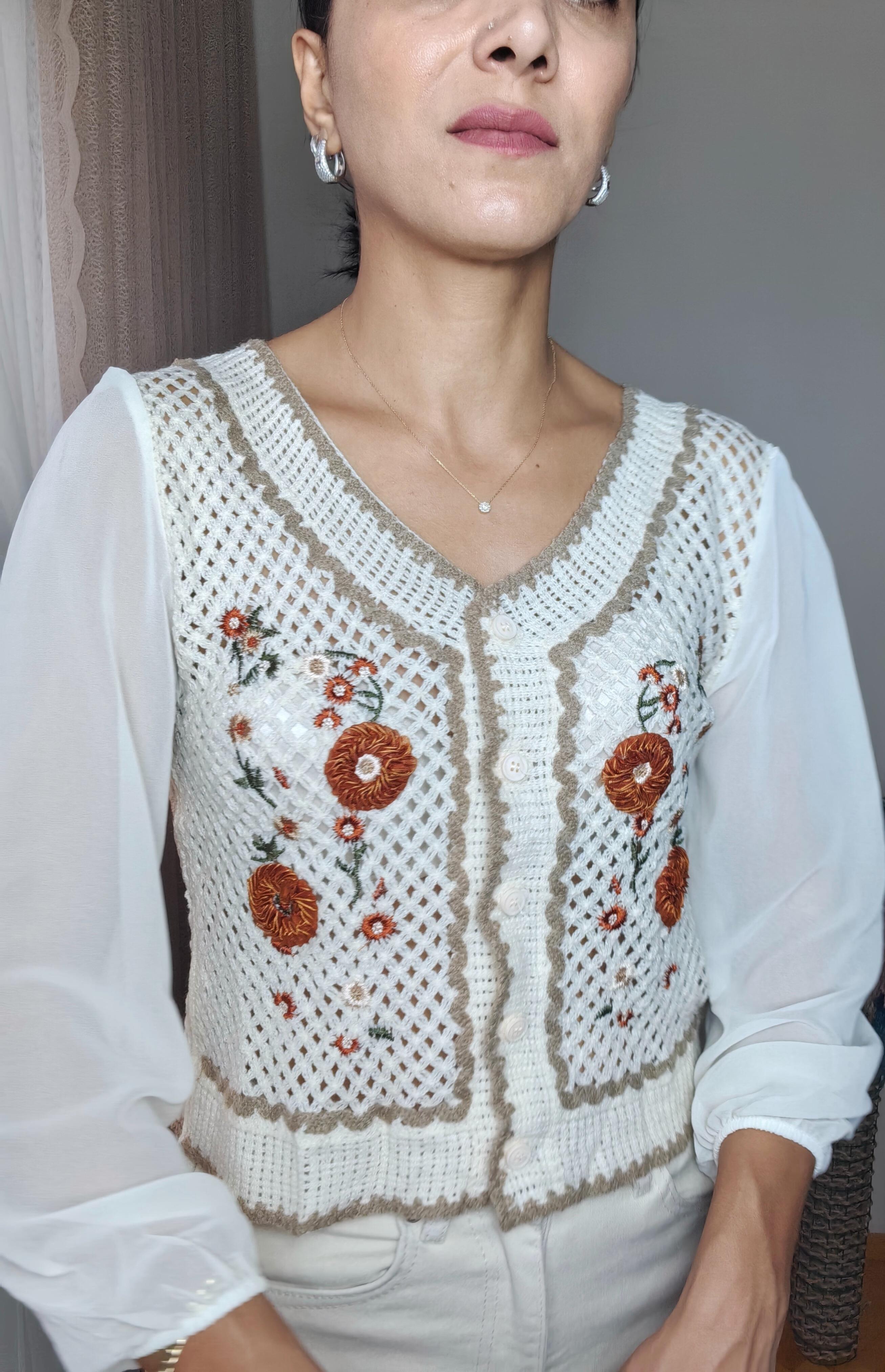 Şifon Kol Etnik Bluz