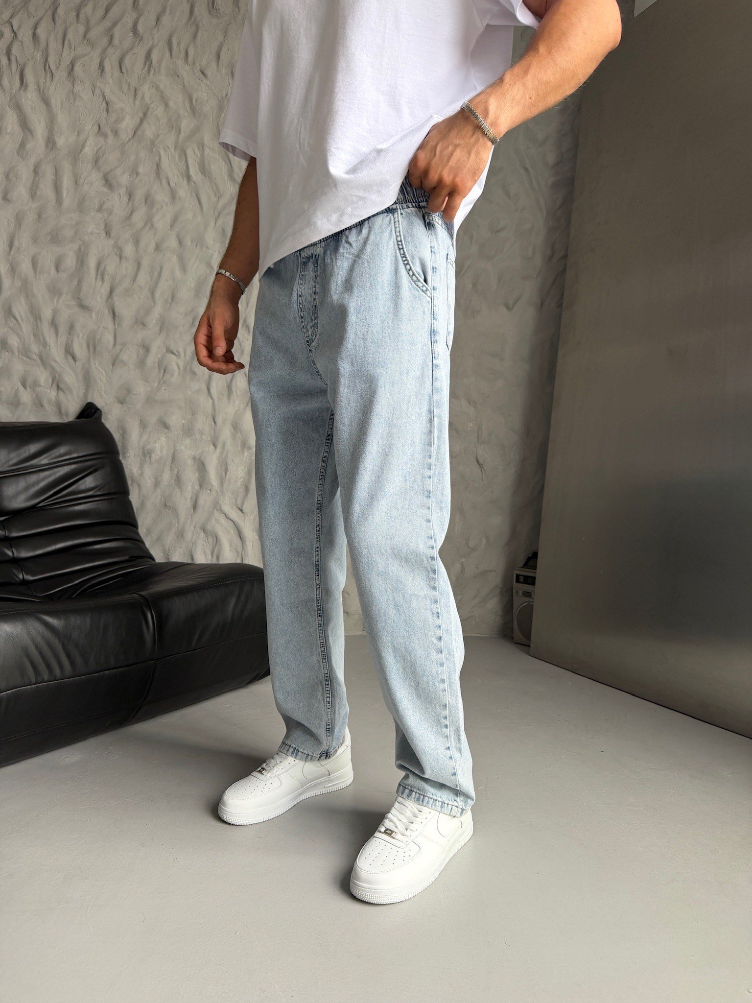 BELİ LASTİKLİ KOT PANTOLON