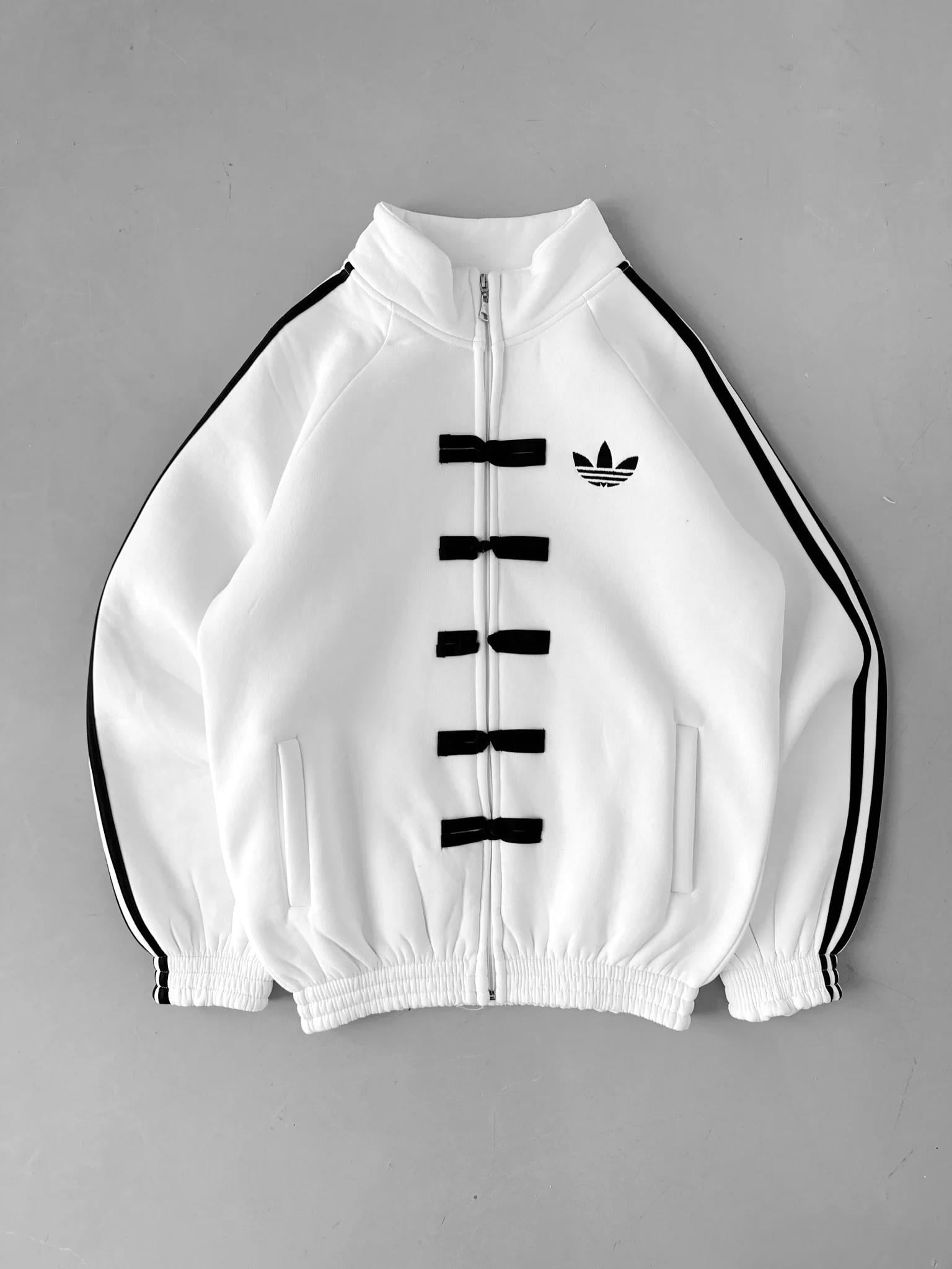 Beyaz Adidas Düğme Hırka