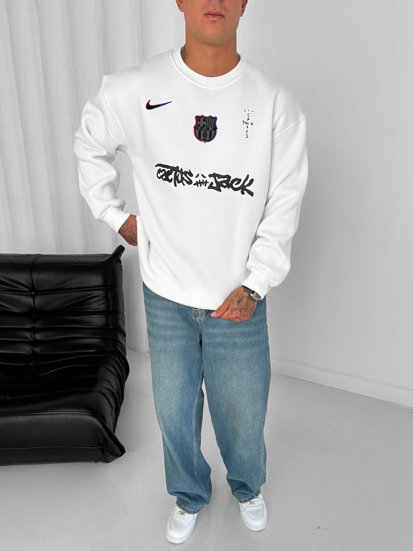 Beyaz Cactüs Barça Sweat