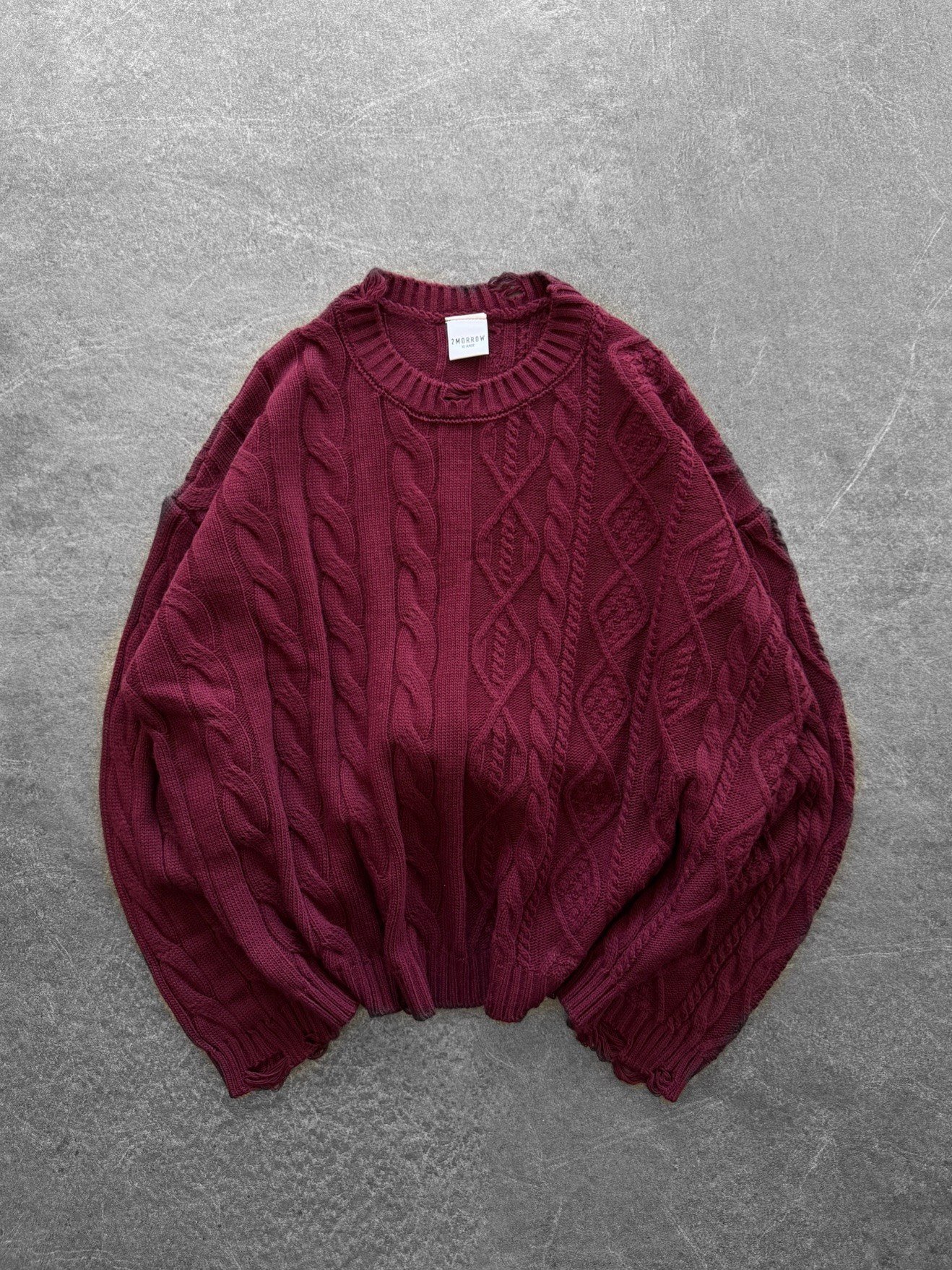 BORDO CROP ÖRGÜ TRİKO KAZAK