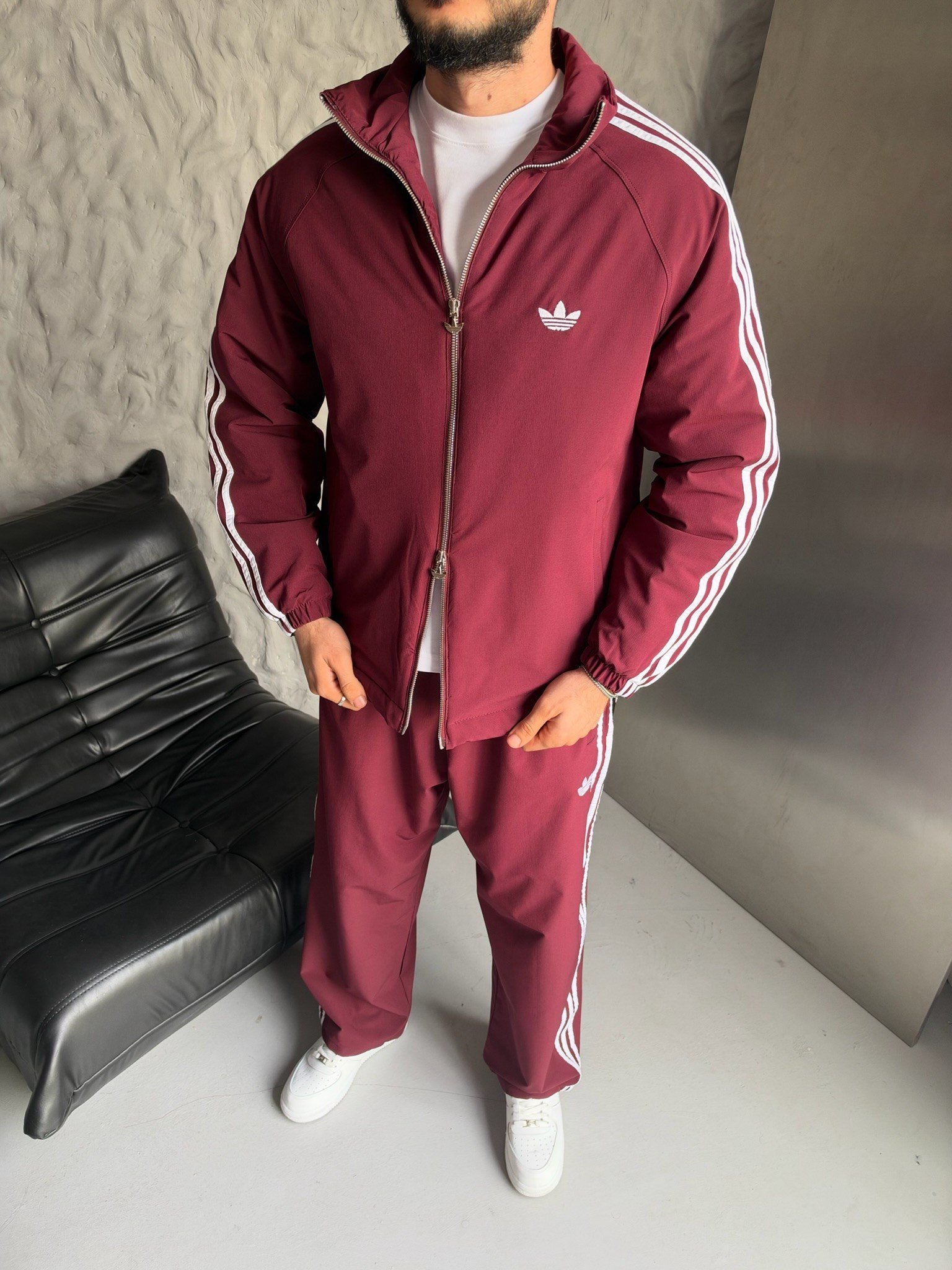 BORDO PARAŞÜT KUMAŞ ADİDAS TAKIM