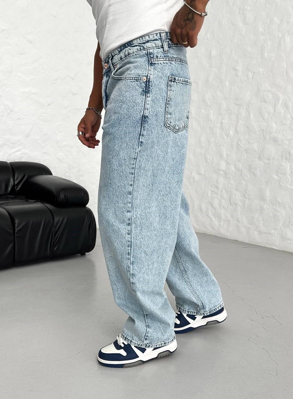 BUZ MAVİ TAM BAGGY PANTOLON